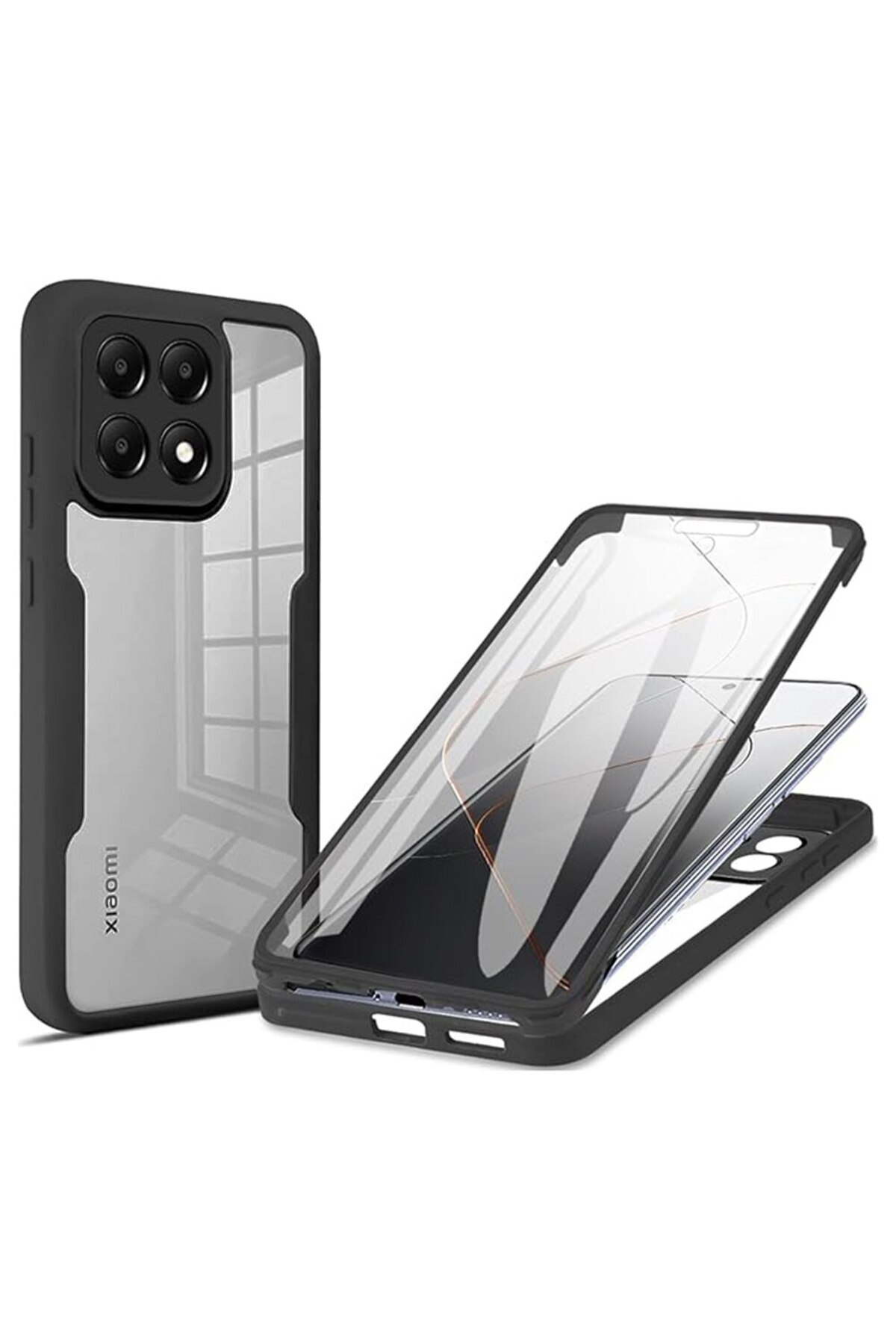 Dali-360 Protective Case for Xiaomi 14T Pro, ColorVerse, with Screen Protector, TPU, Black-Transparent 4