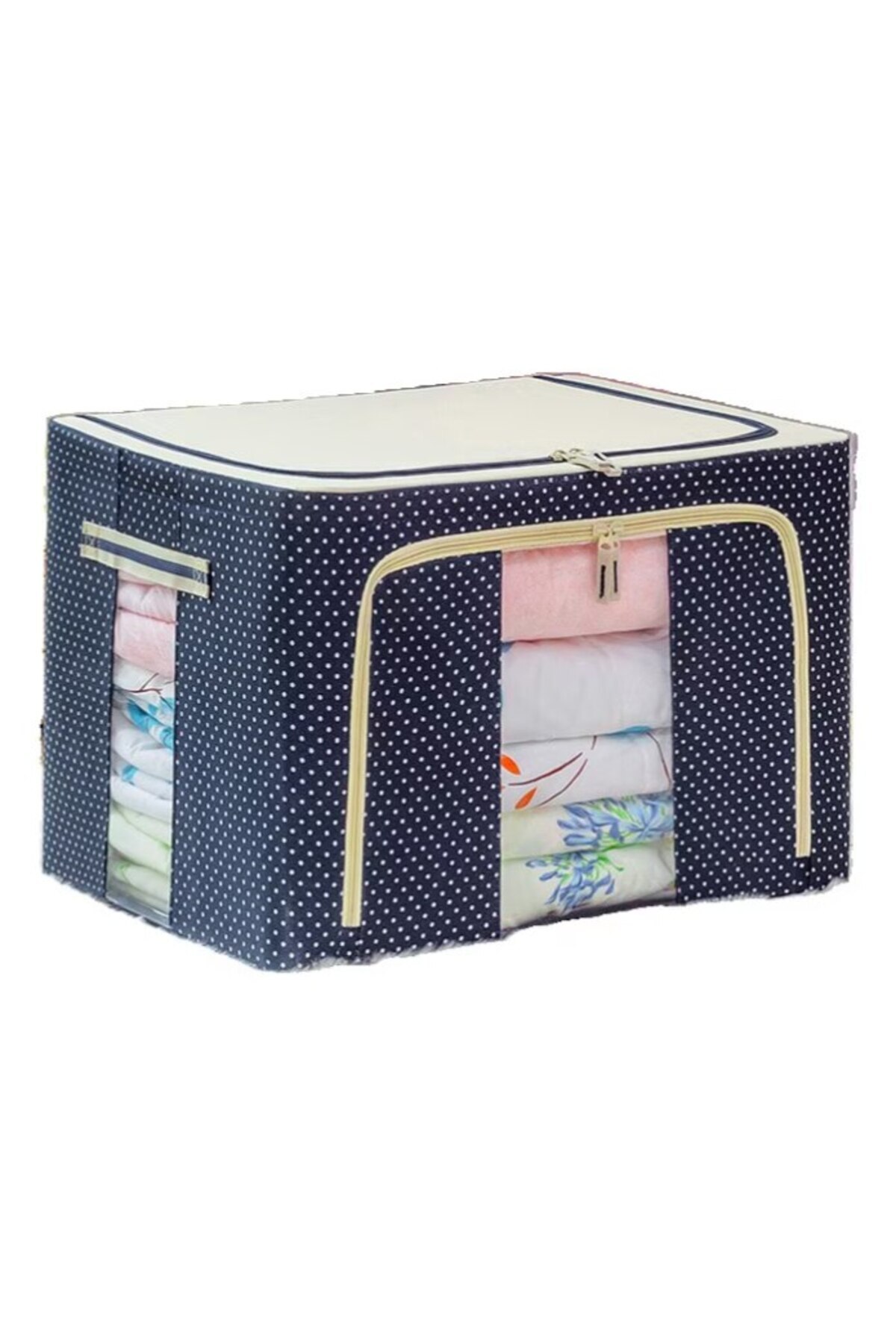 Dali-Foldable Storage Box with Zipper for Clothes, Front Window, Two Access Doors, 40x30x20cm, Canvas, Pl 4