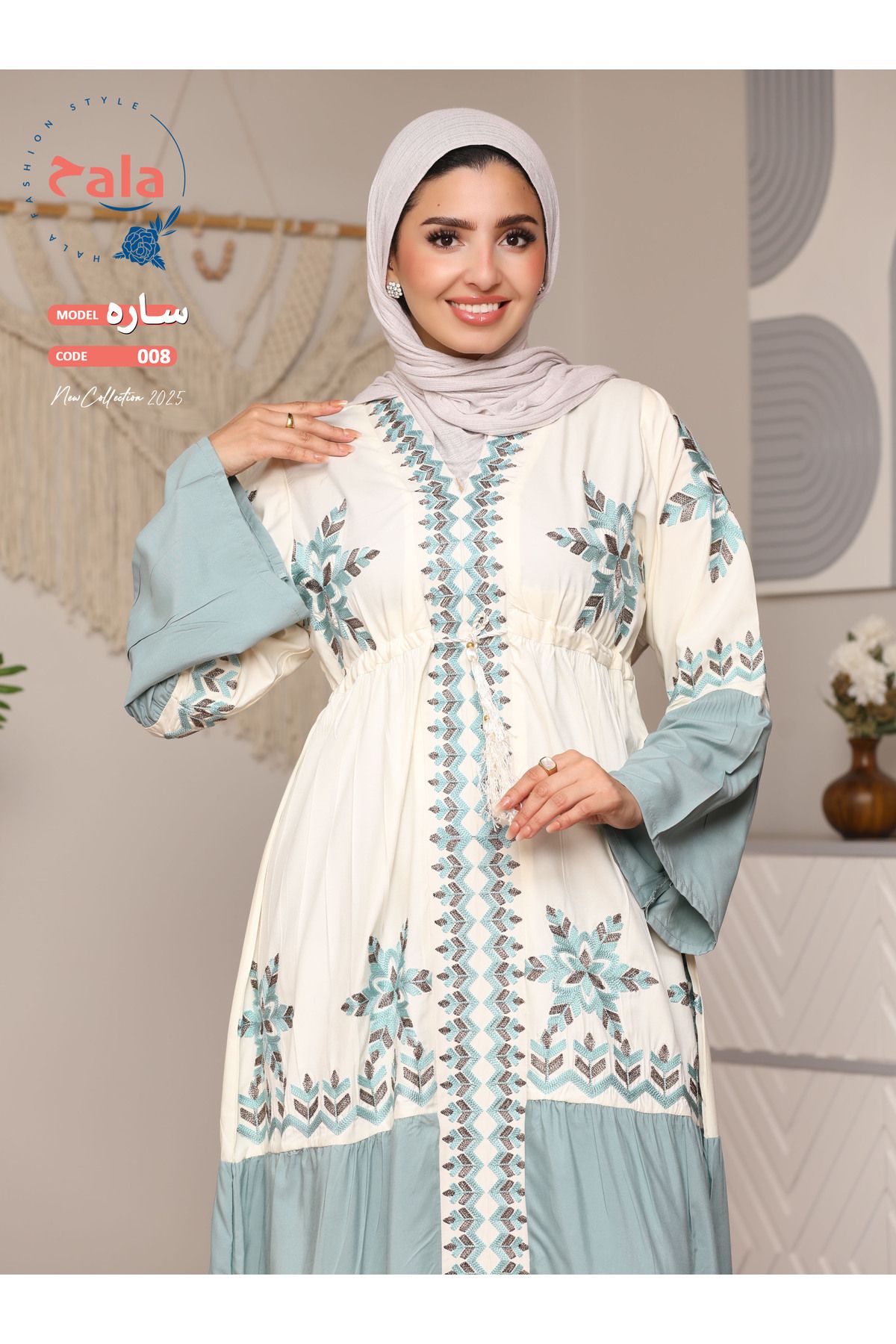 Hala-Embroidered reception jalabiya made of light and soft linen fabric that gives you a feeling of comfort and freshness 4
