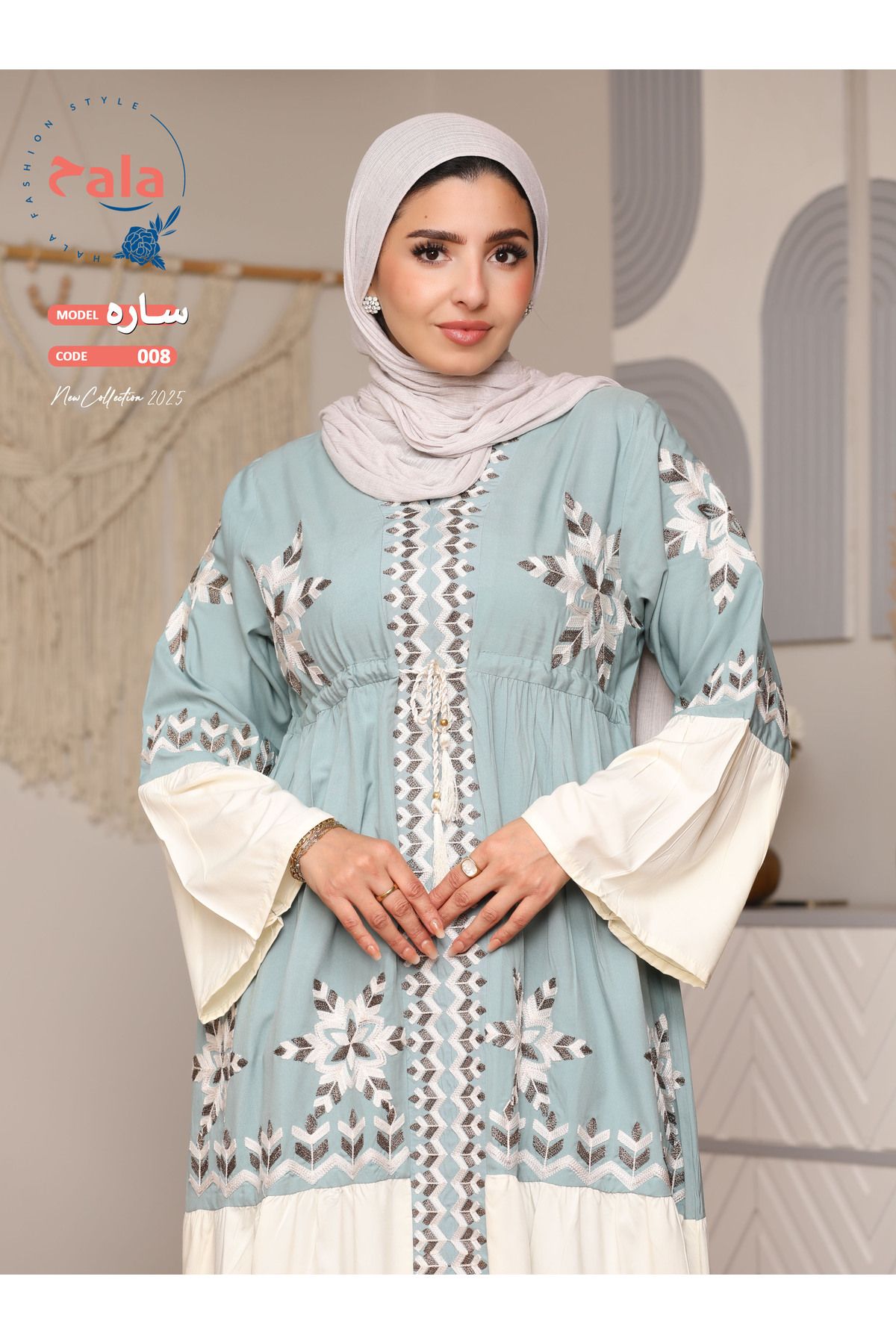 Hala-Embroidered reception jalabiya made of light and soft linen fabric that gives you a feeling of comfort and freshness 4