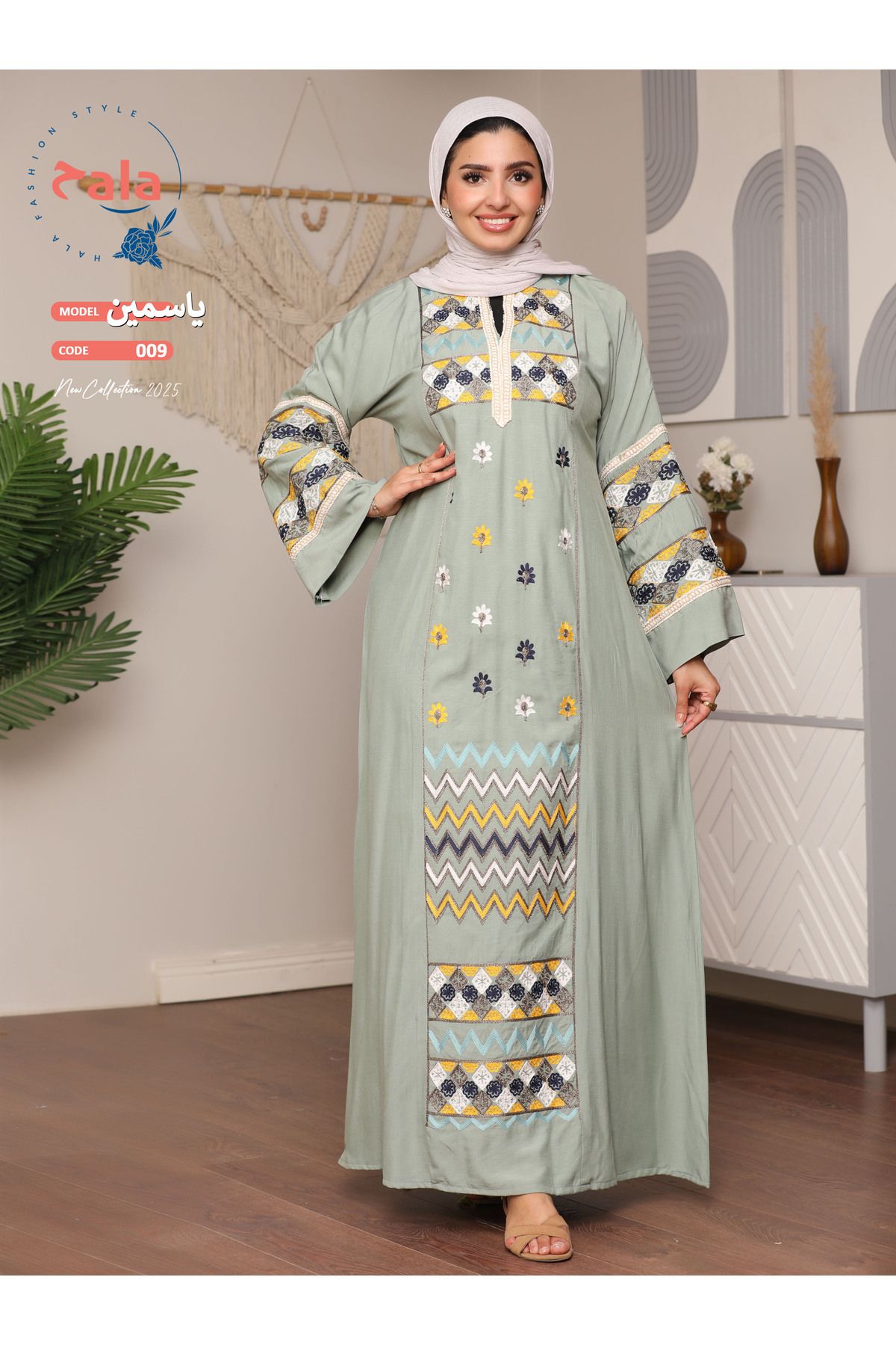 Hala-Embroidered reception jalabiya made of light and soft linen fabric that gives you a feeling of comfort and freshness 3