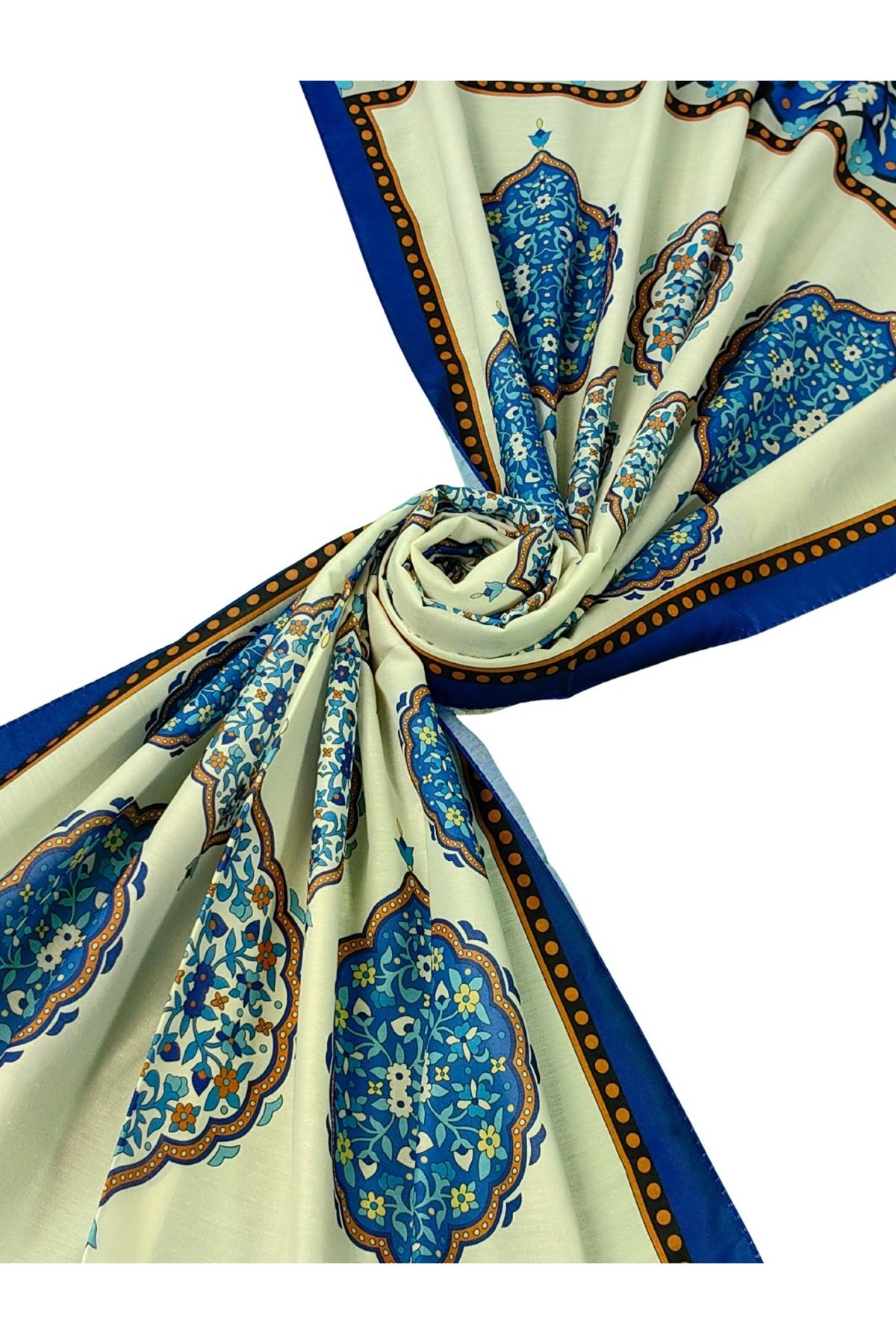 mim eşarp-Işıl İpek Soft Cotton Ethnic Patterned Shawl 75X190 cm 4