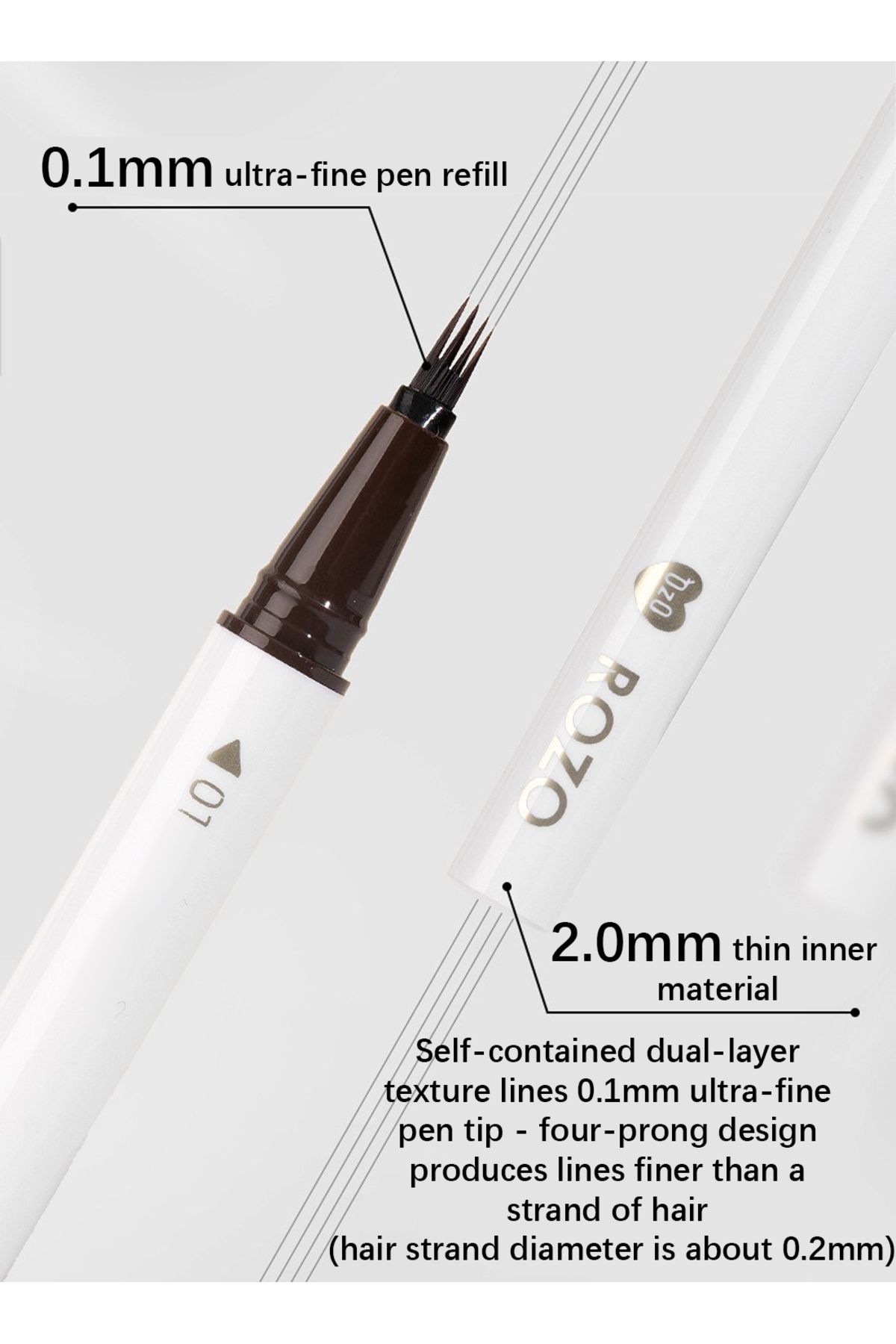 Ro&Zo-Eyebrow Pencil Liquid, Precise Four Pronged Eyebrow Pencil, Micro-Fork Tip Applicator, S03# 3