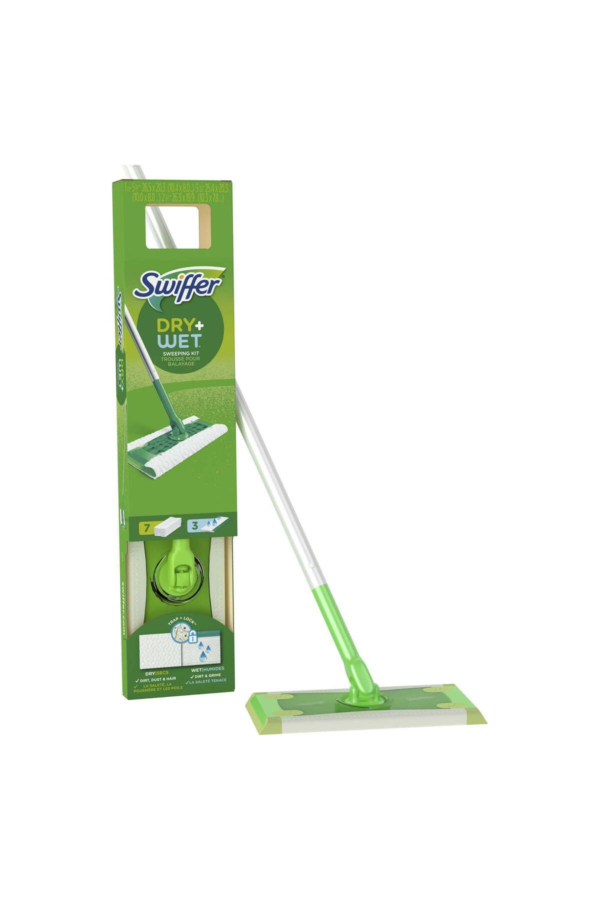 Swiffer-Mop 2-in-1 Sweeper, cleaning for multiple surfaces, dry and wet, compact, lightweight, Green 4