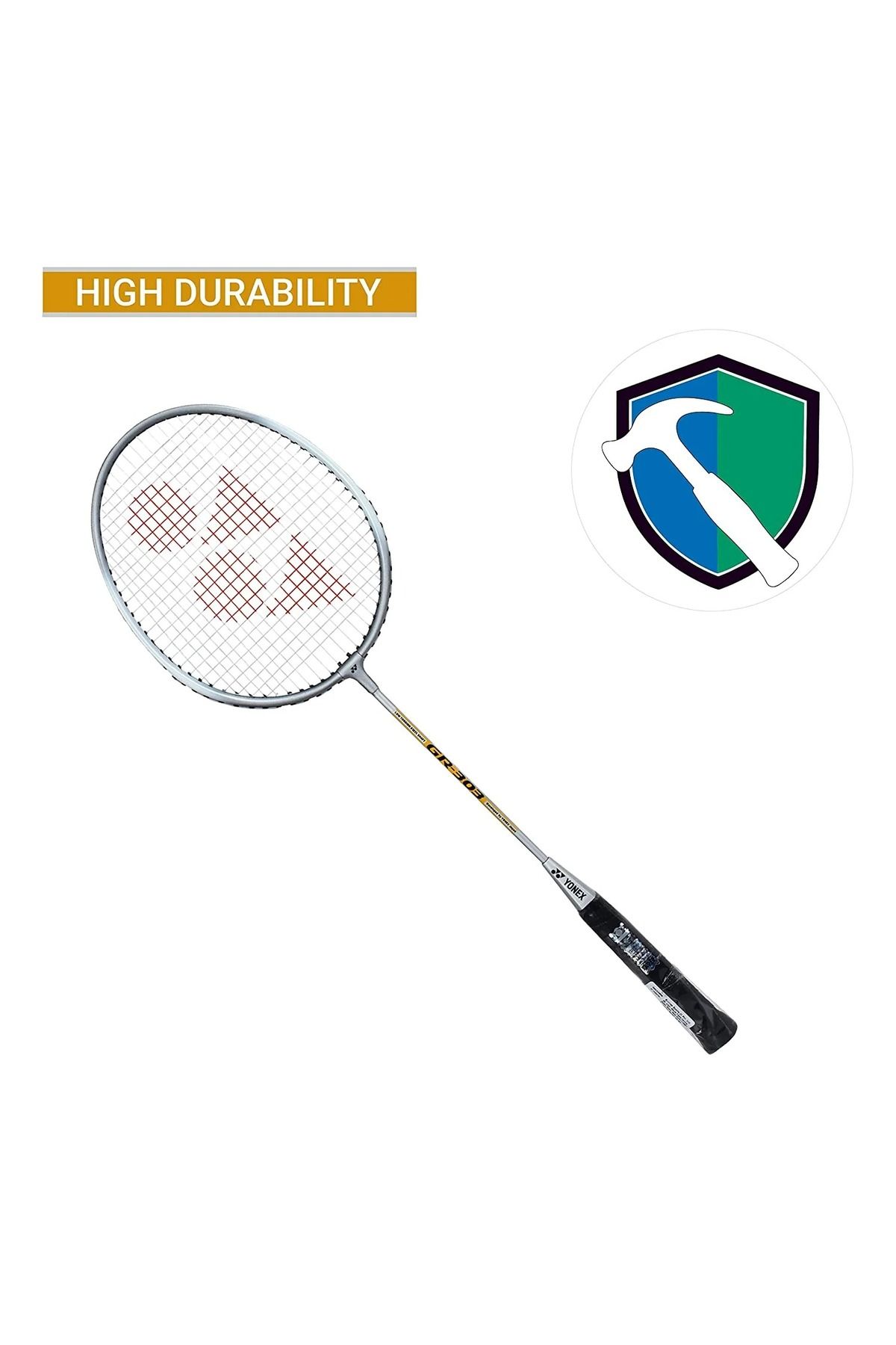 YONEX-GR 303i Aluminium Strung Badminton Racket with Full Racket Cover | 83 grams | High Durability 3