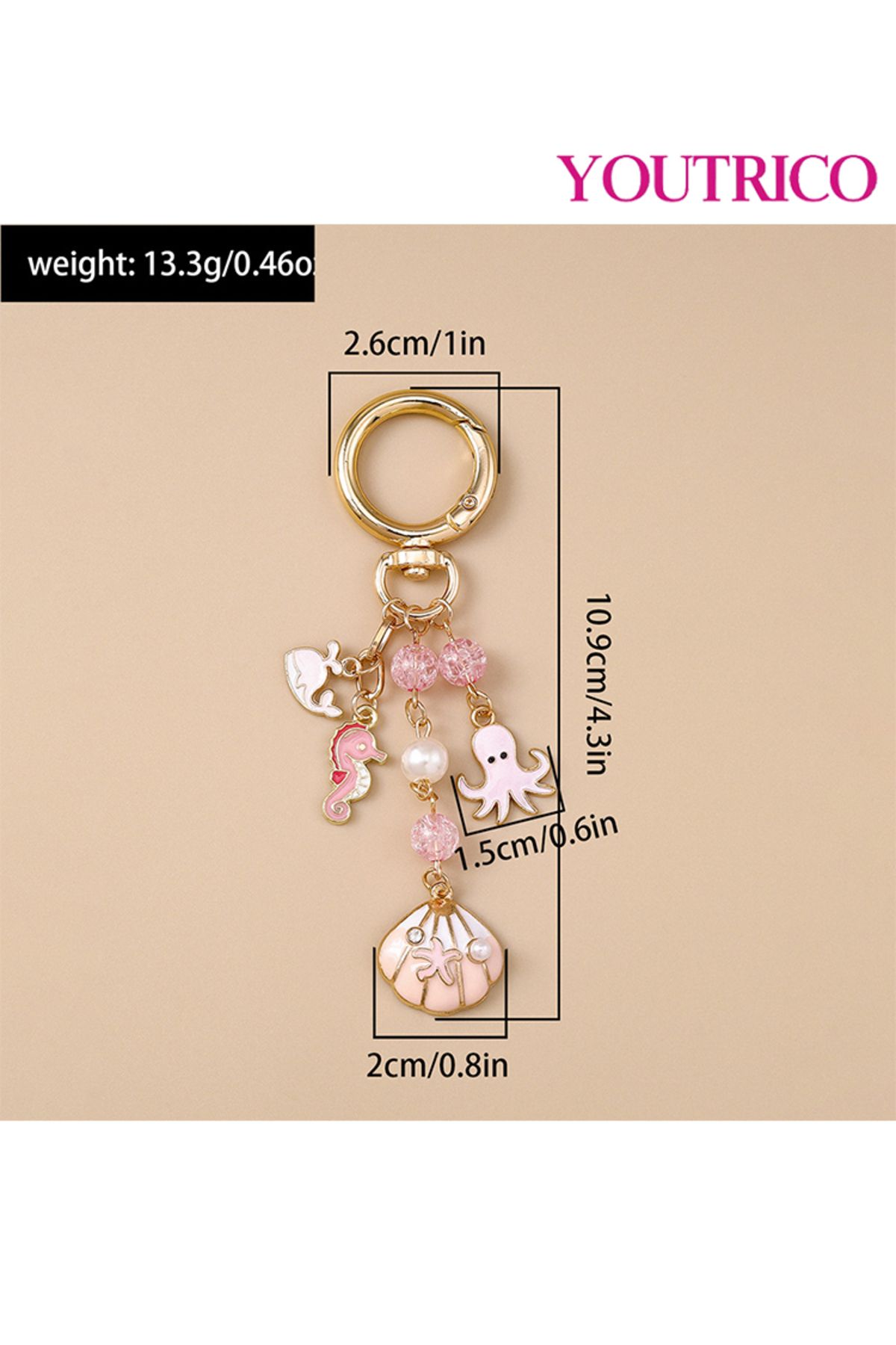 Youtrico-1pcs New Stylish Ocean-Themed Backpack Charm ,Keychain,Starfish and Seashell 3