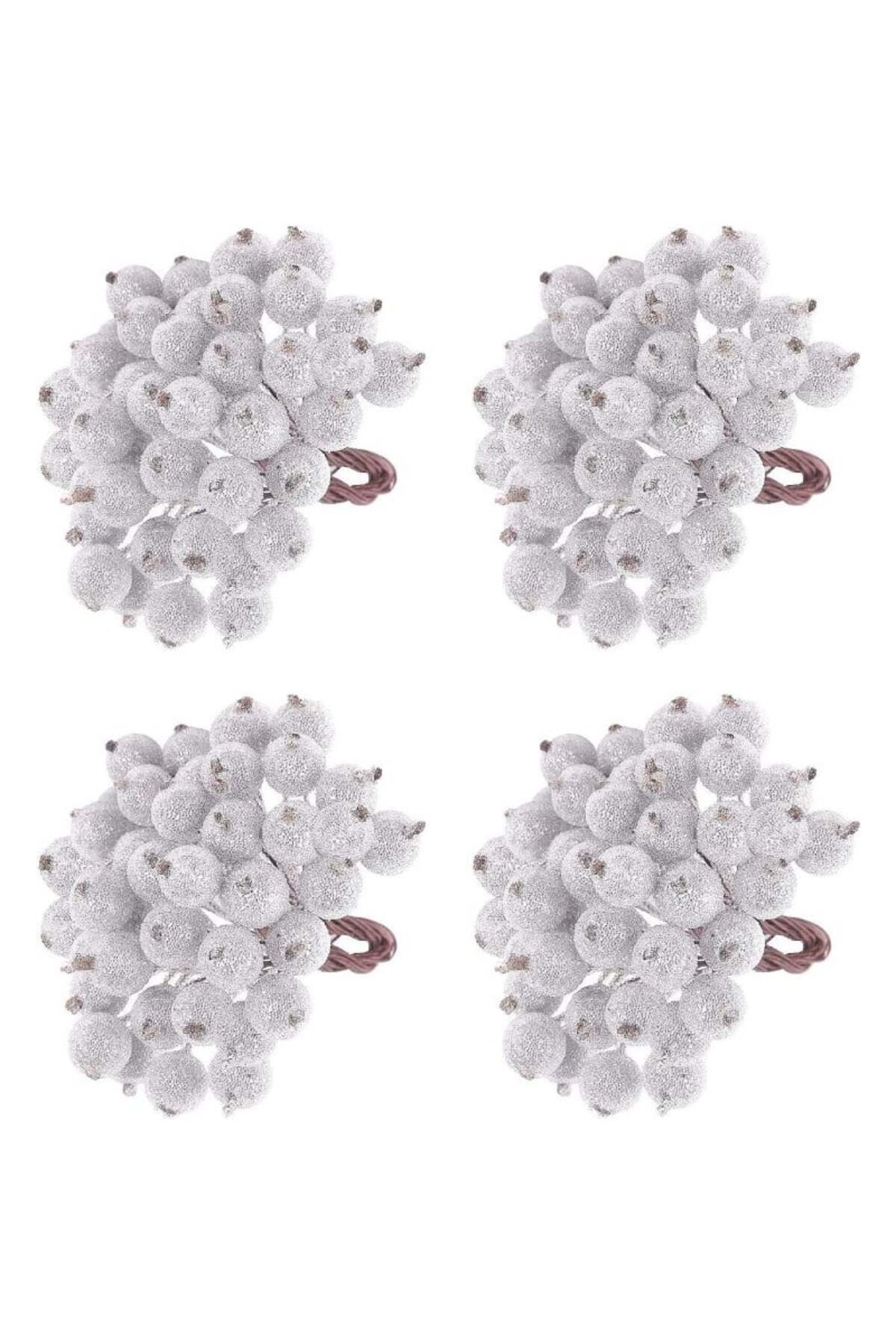 Lights2K-Set de 4 flori artificiale de Crăciun Lights2K, metal/spumă, argintiu/cupru, 120 x 12 mm 1