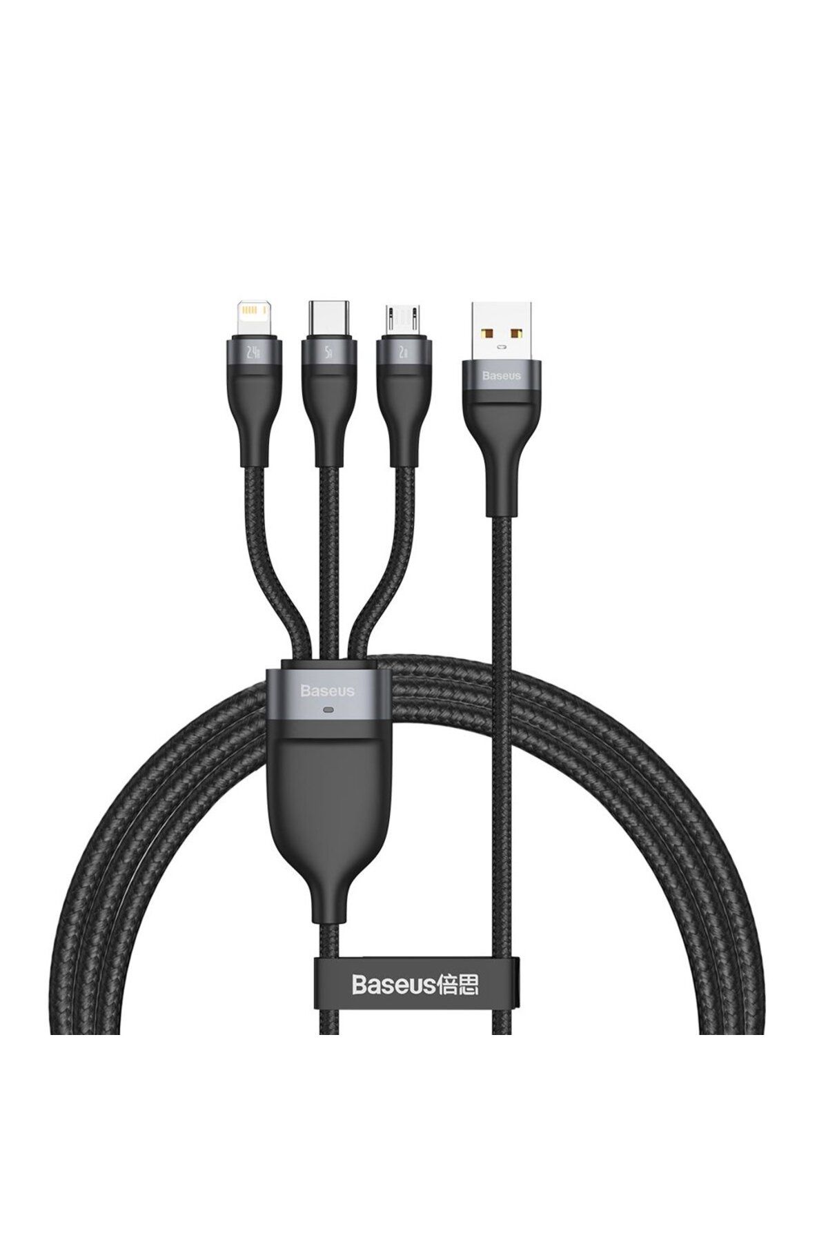 Baseus-Cablu de date USB pentru Lightning, Micro-USB, Tip-C 66W, 1.2m, Seria Flash (CA1T3-G1), Gri 4