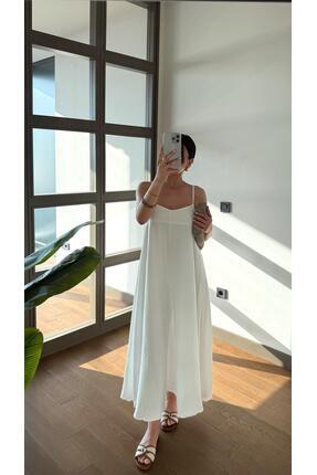 Eliz design Premium Askılı Beyaz Elbise