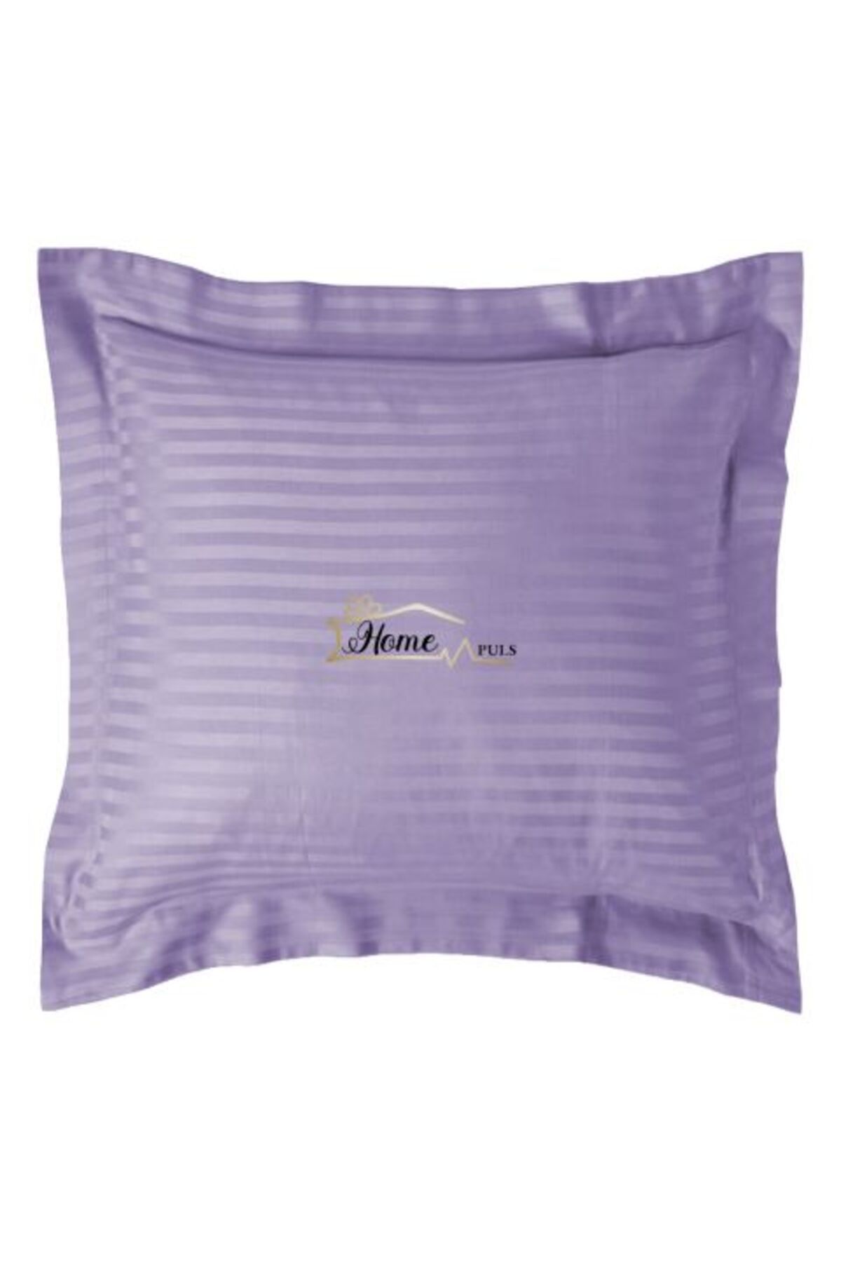 HomePuls-Pillowcase Damask Polycotton 1 cm Stripe, 70 x 70 cm with 3.5 cm Border Hem, Lila Iris 2