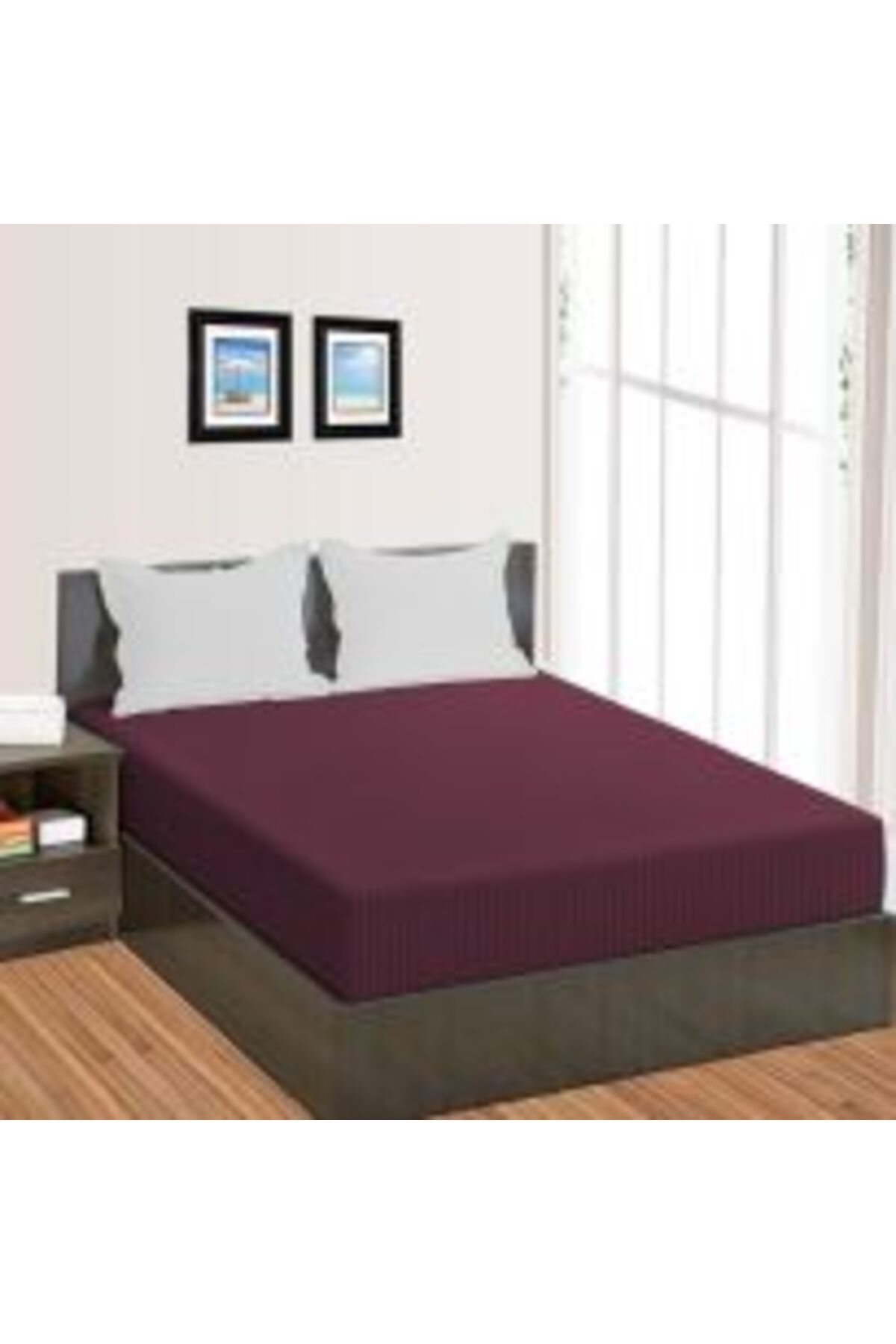 HomePuls-Bed Sheet with Elastic Damask Polycotton Stripe 1 cm, 210 x 250 cm for Mattress 160 x 200 cm, Jade G 5