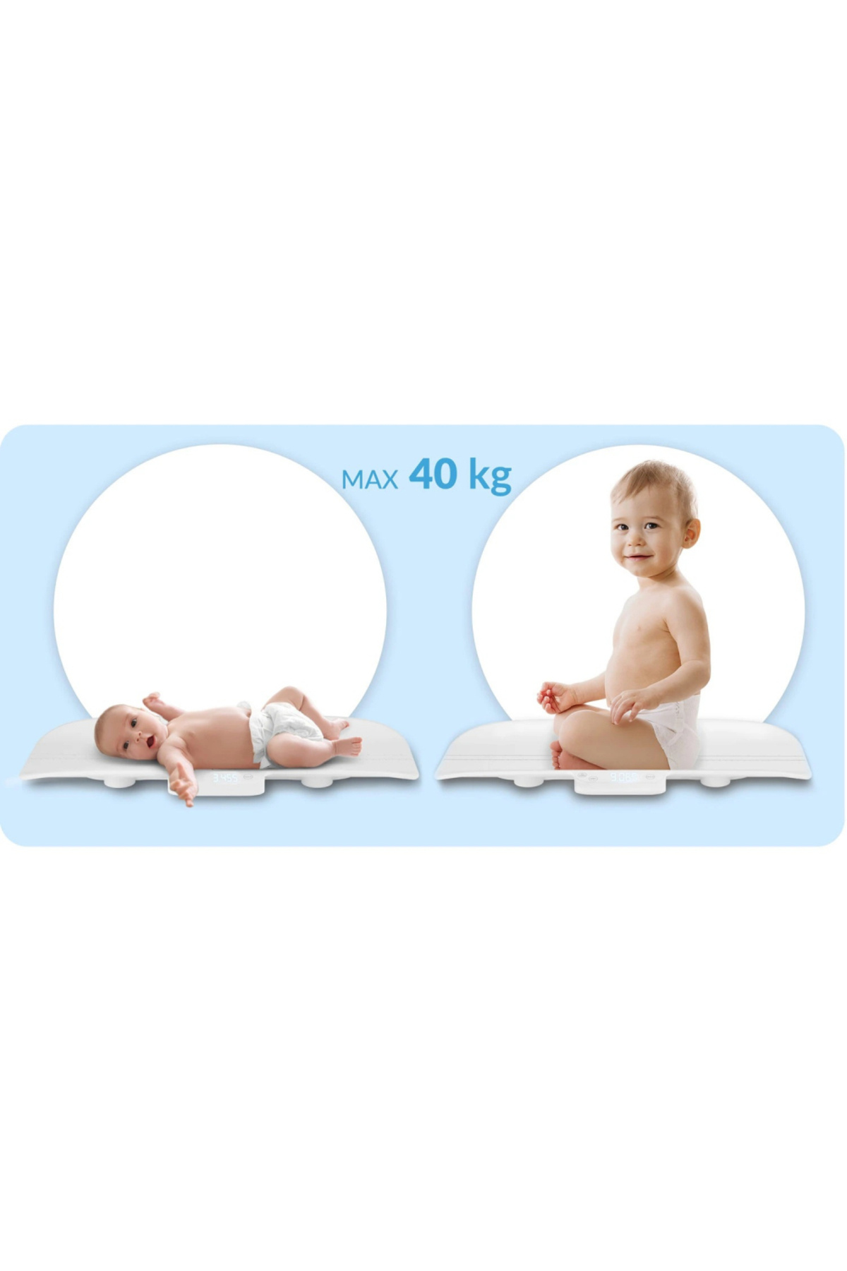 NUKIDO-White electronic baby scale with multiple measurement units, LCD screen, max capacity 7