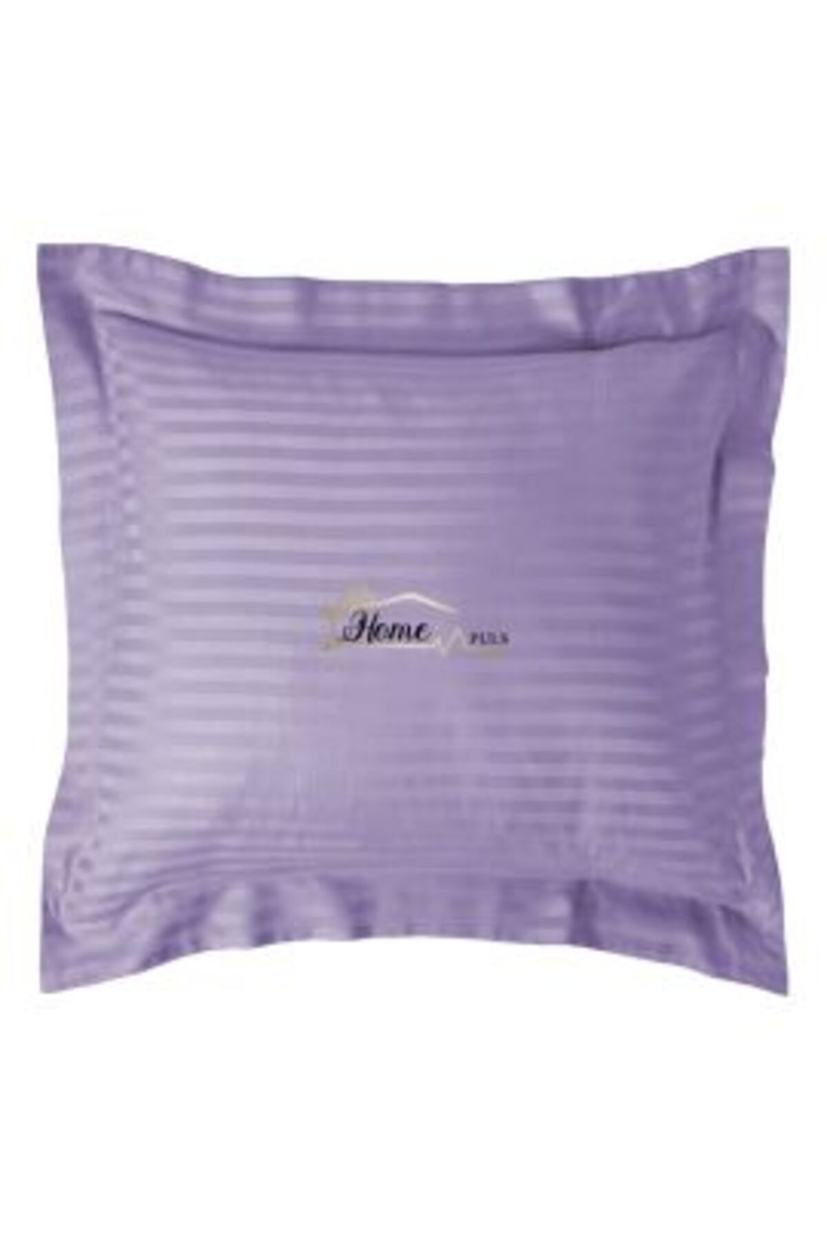 HomePuls-Pillowcase Damask Polycotton 1 cm Stripe, 70 x 70 cm with 3.5 cm Border Hem, Lila Iris 1