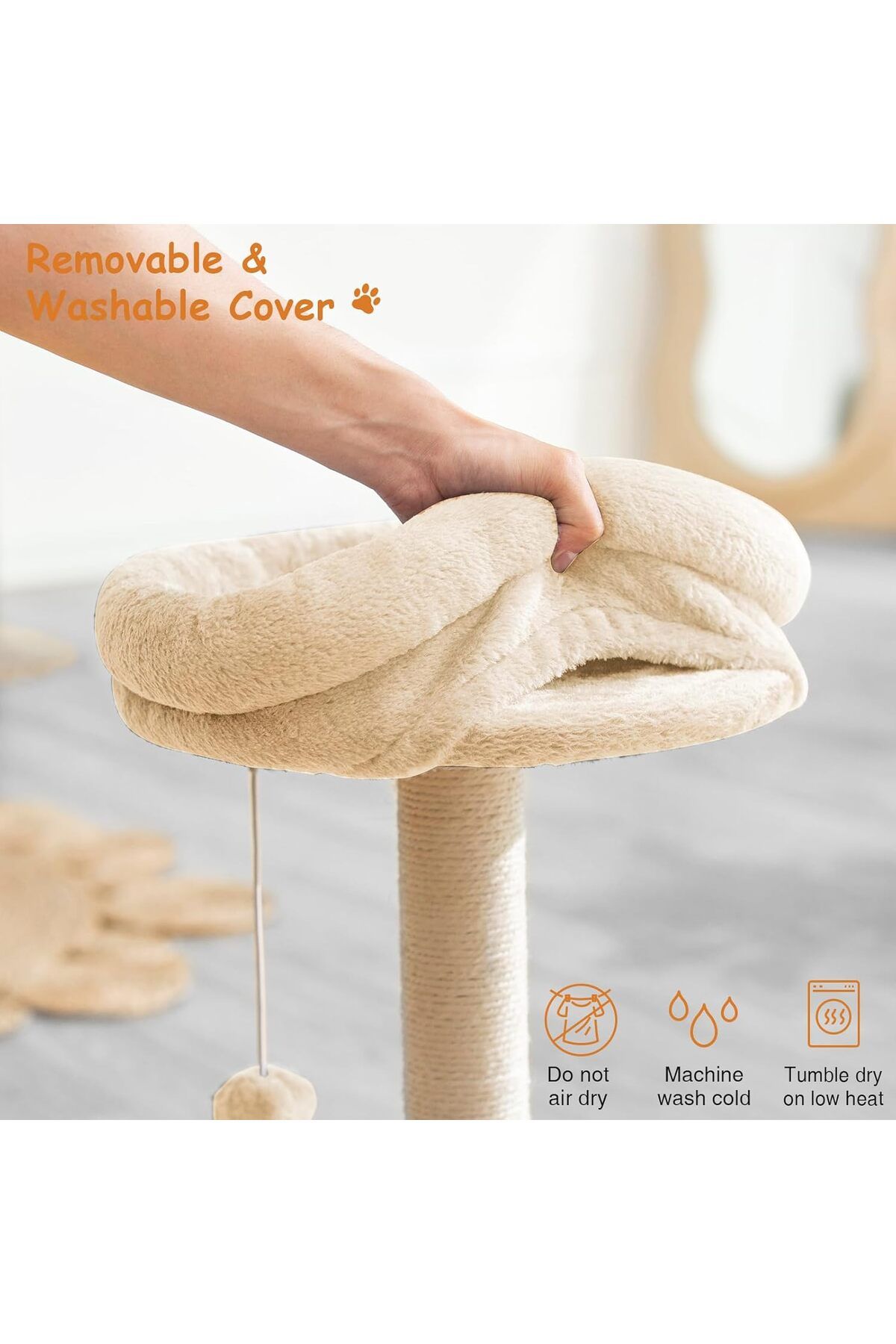 COOYA-Cat Scratching Post,Sisal Fiber with Plush Platform,Durable Cat Tower 4