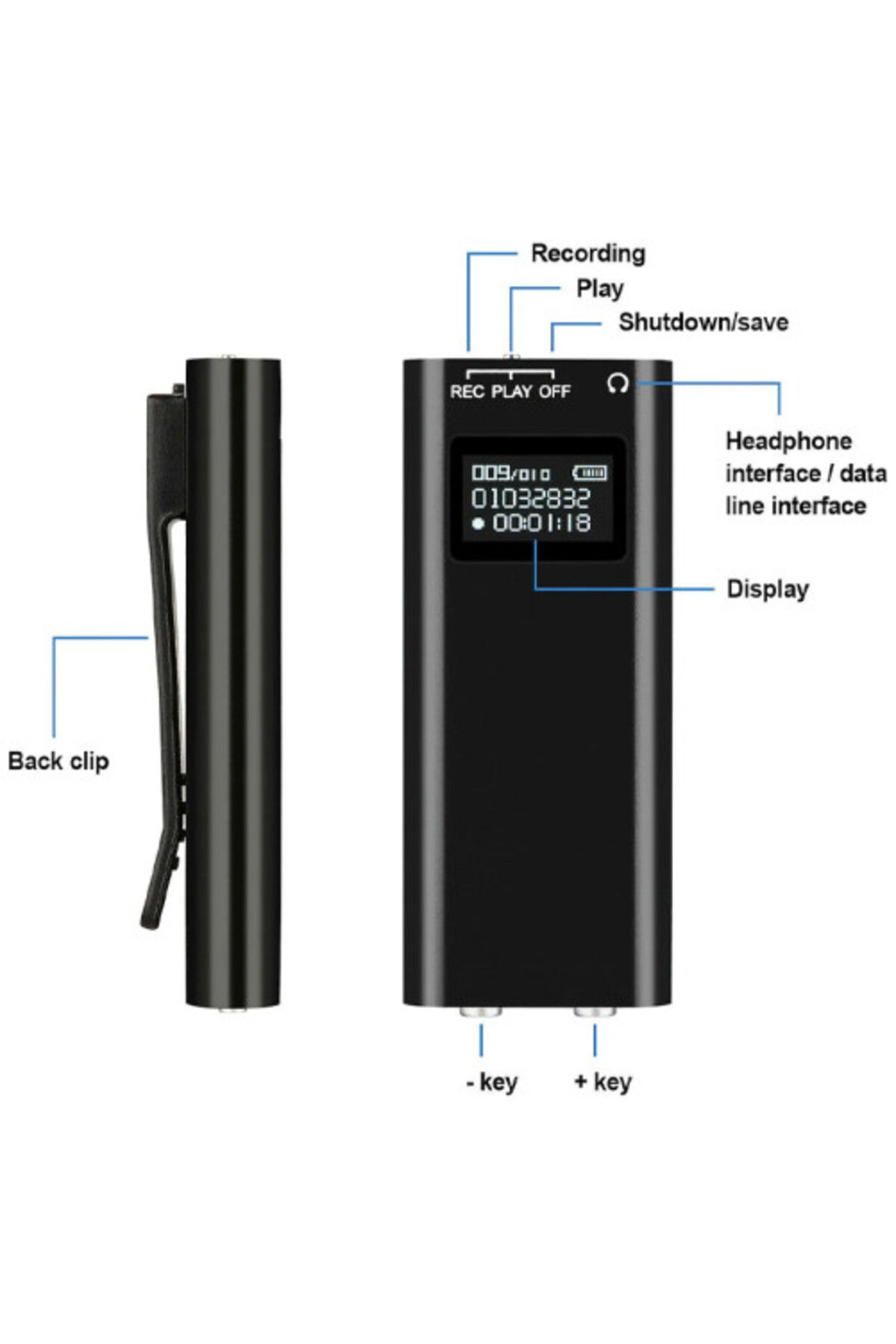 iUni-Ψηφιακή συσκευή εγγραφής φωνής REP05, 8GB, MP3 Player 7