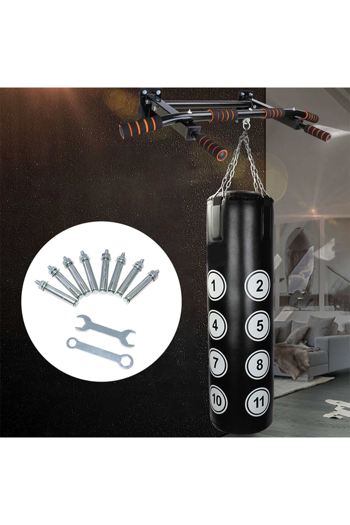 SERSIMO-Multifunctional pull-up bar for the wall, with non-slip handles, capacity 250kg 4