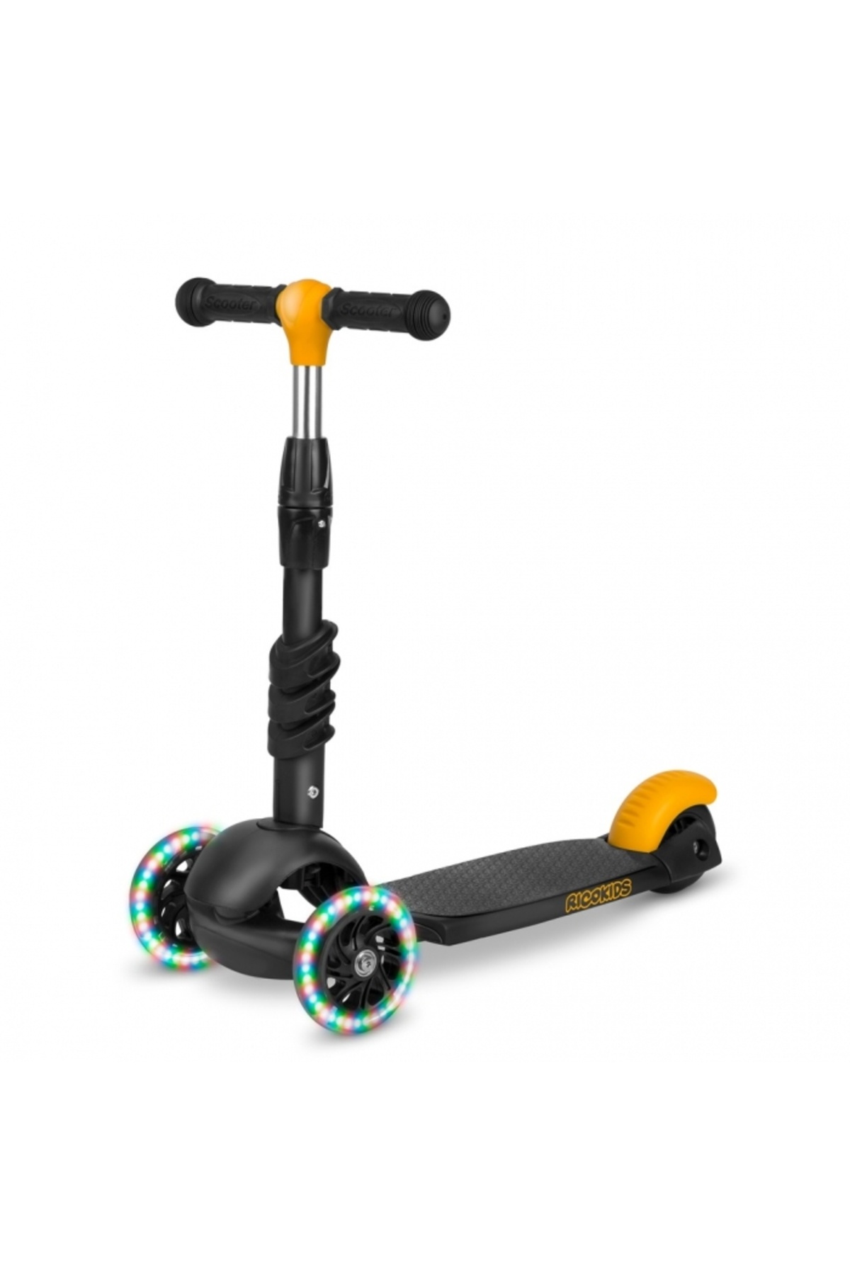 Ricokids-Cubi 3 in 1 scooter for children Black/Yellow with seat, wheels with LED lights, front platform 2