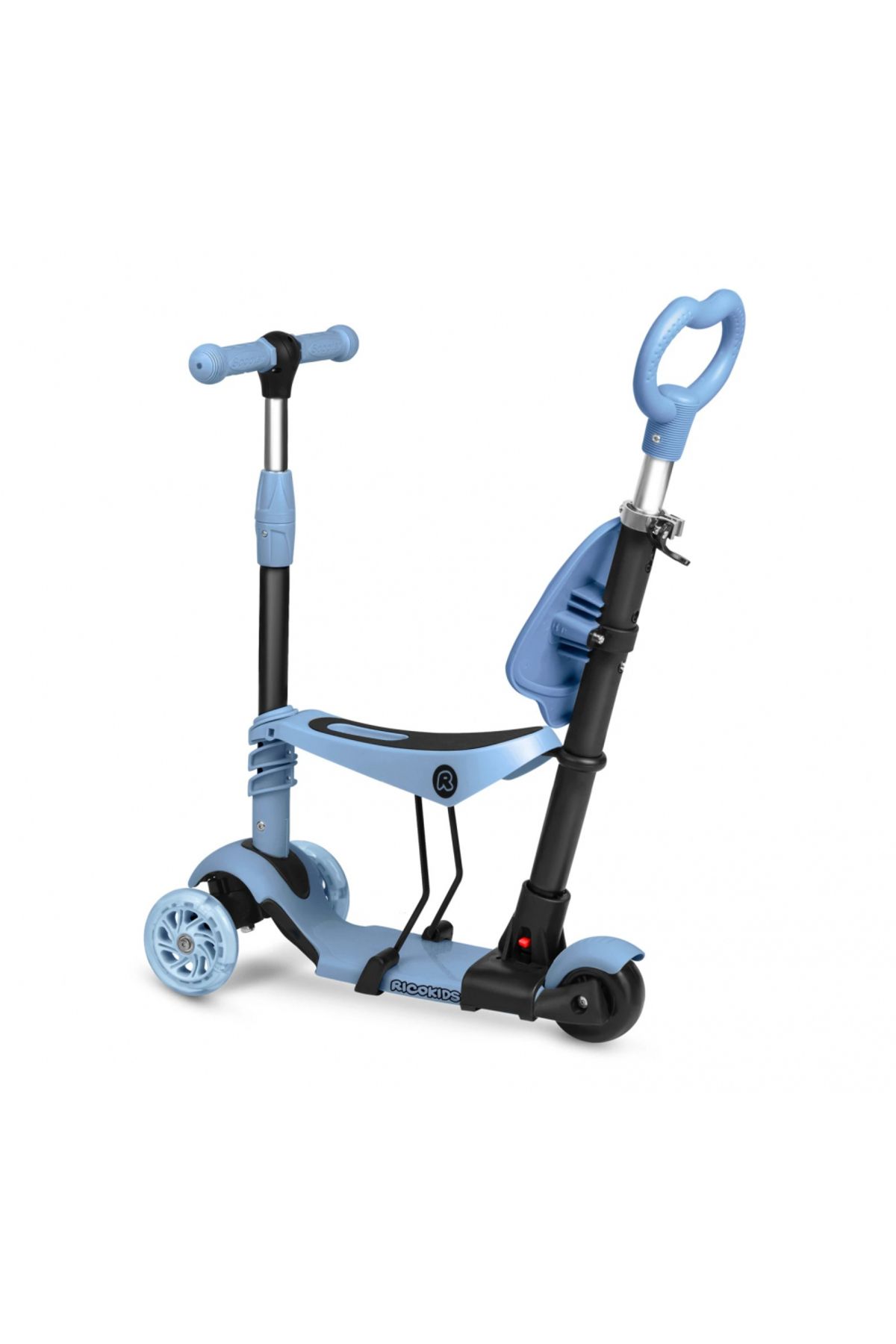 Ricokids-4 in 1 scooter for children Todi Blue, adjustable seat with backrest, separate parental handle 6