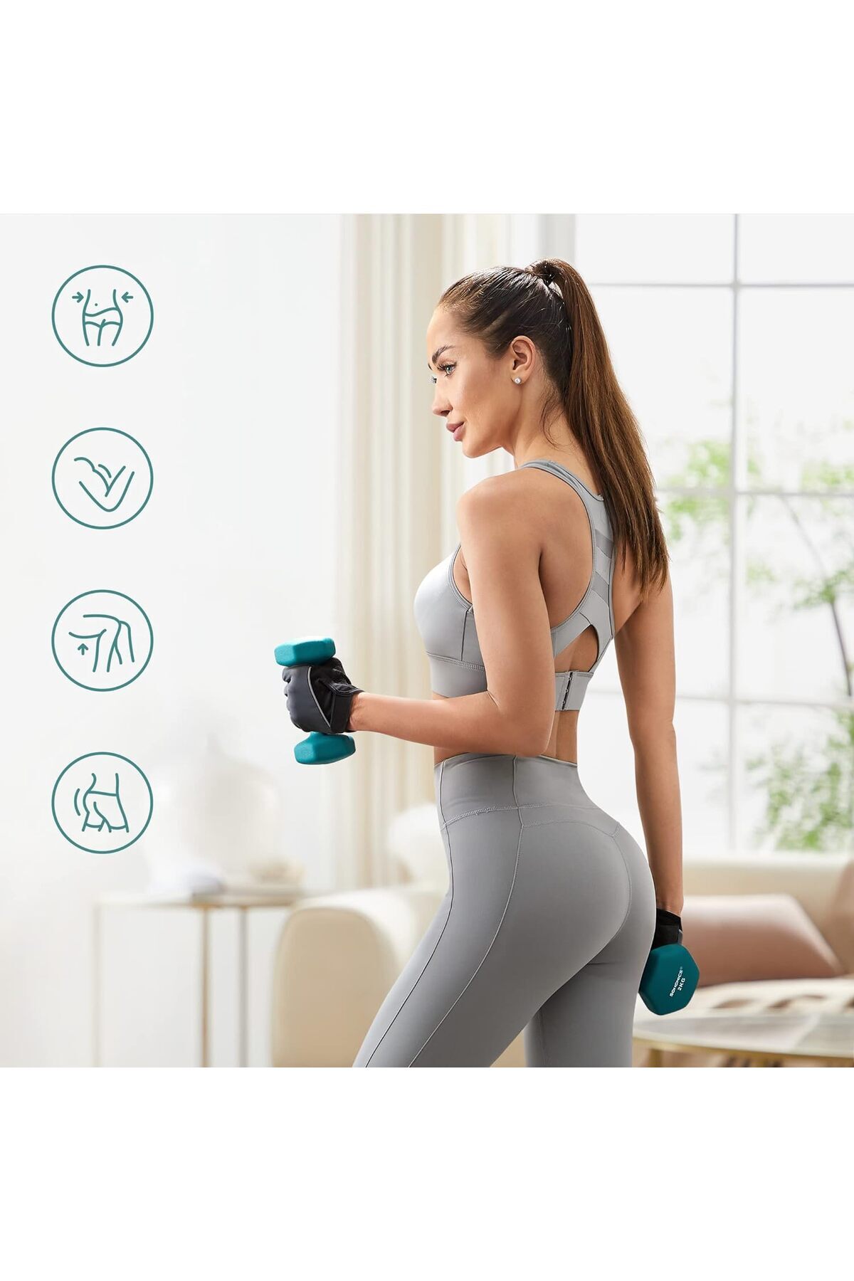 SONGMICS-Set of 6 Hexagonal Dumbbells with Stand, 2x1kg 2x2kg 2x3kg, Multicolor 4
