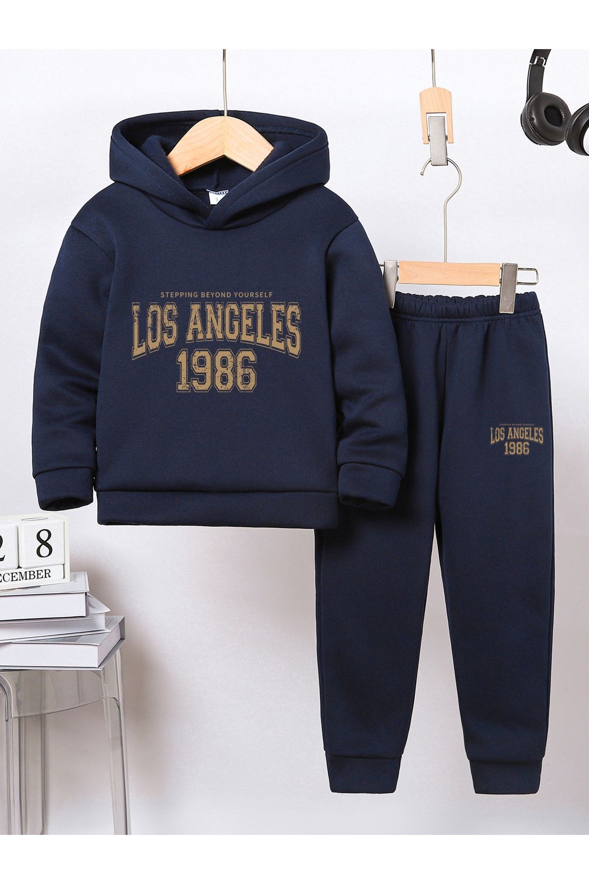 Lider Leather Baskılı Çocuk Kapşonlu Eşofman Takımı - Spor ve Günlük Giyim İçin Rahat, Şık ve Tarz Seçim