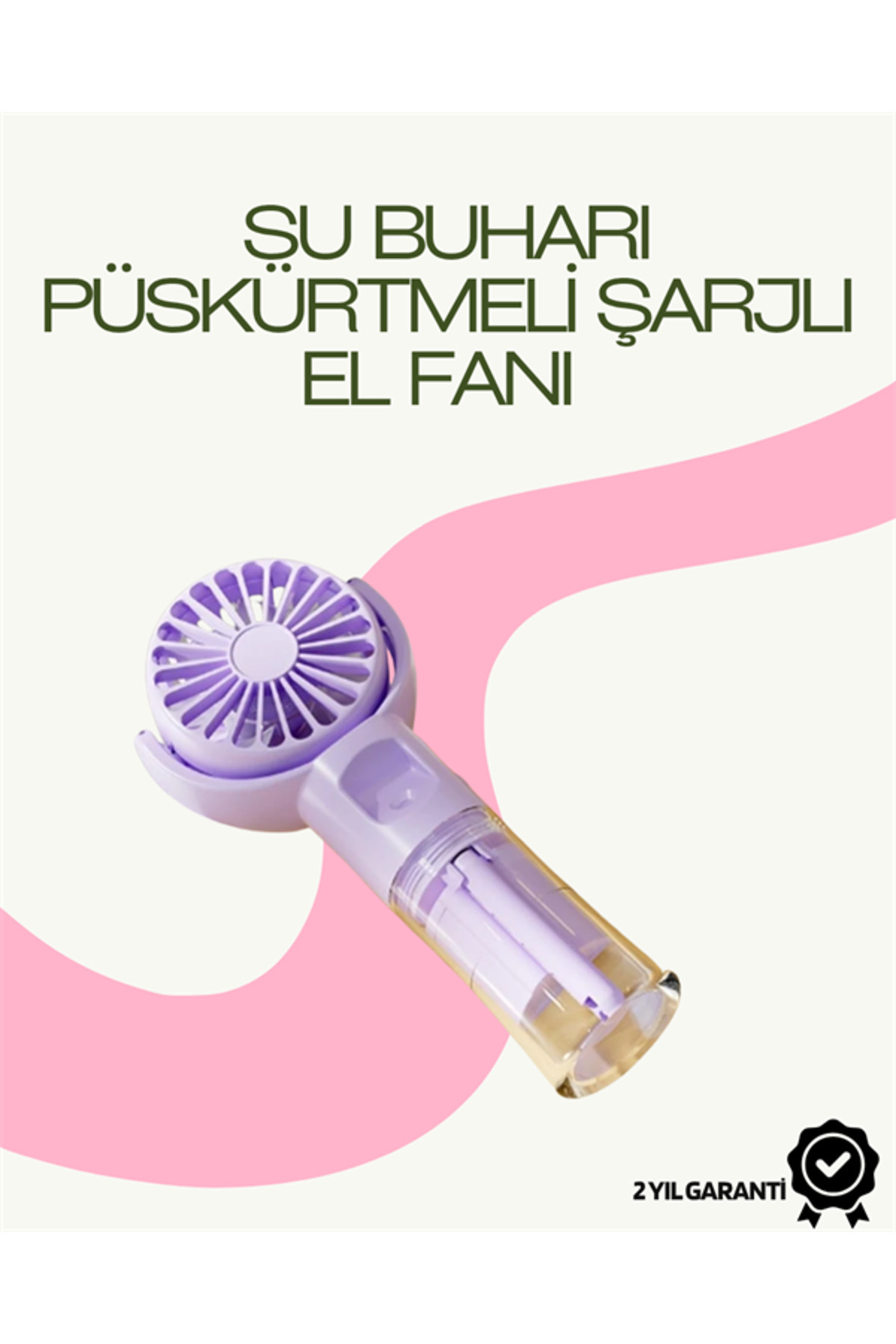 UCUZTEKNO Dönen Su Sisli El Fanı – 4 Kademeli Rüzgar, Şeffaf Su Haznesi, Sessiz Çalışma