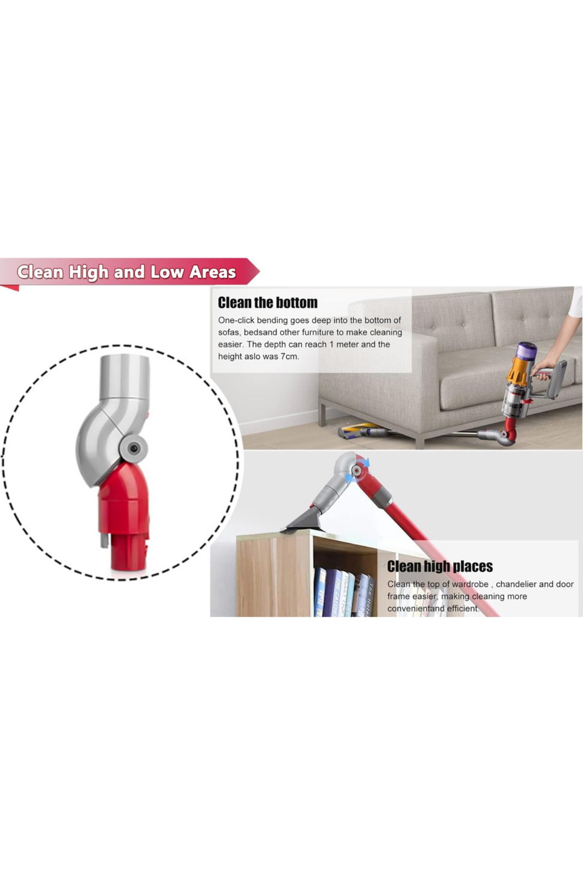 RotRever-Bottom Adapter for Dyson V7 V8 V10 V11 V15,Under Furniture Adapter for Dyson V7 V8 V10 V11 V15 8