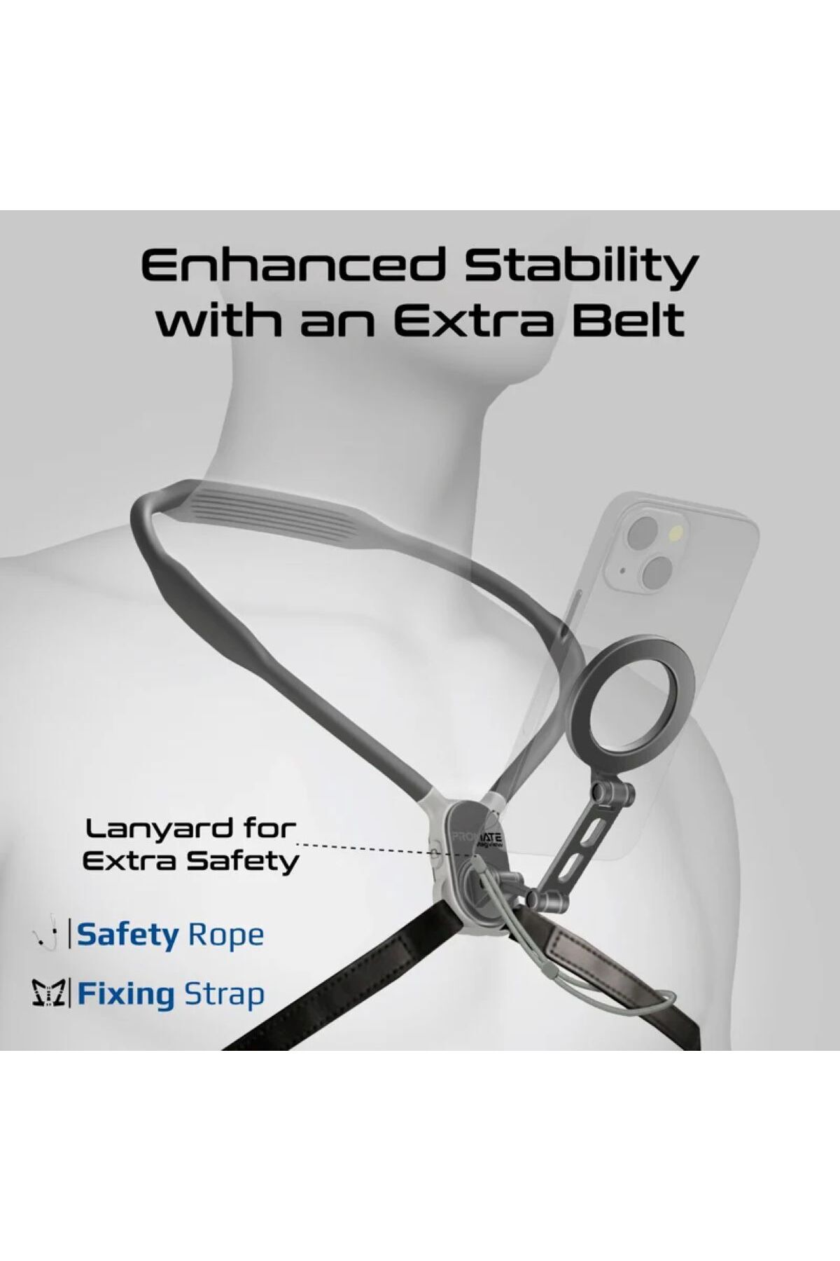 Promate-Flexible Neckband MagSafe Compatible Phone Mount for Handsfree POV 6