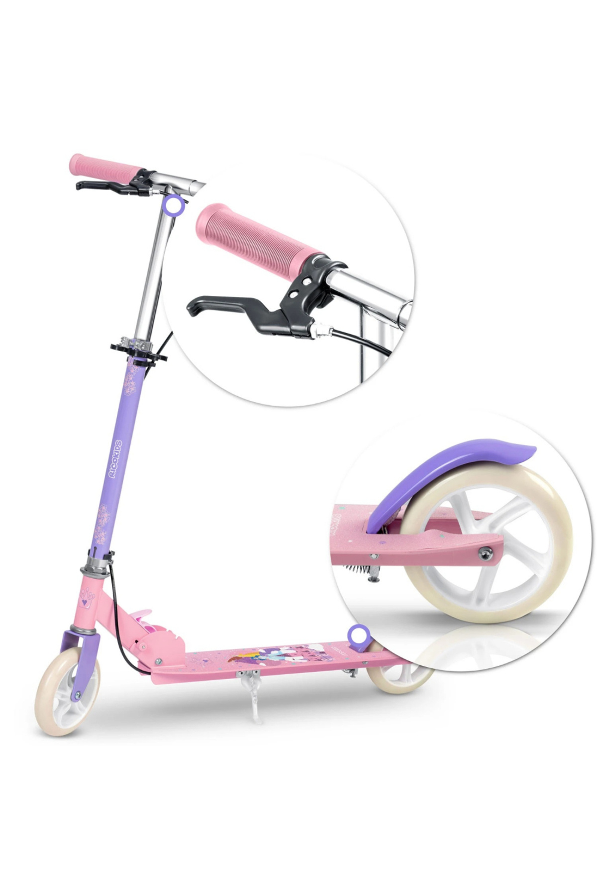 Ricokids-Kodi Princess foldable children's scooter, adjustable handlebar height, anti-slip platform 7
