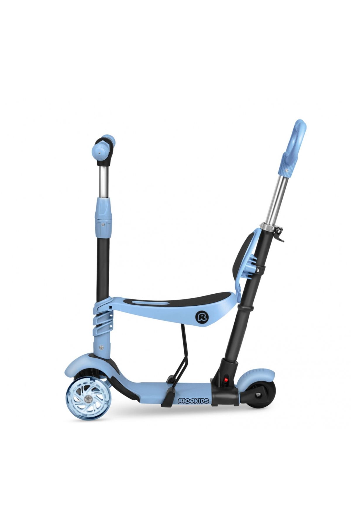 Ricokids-4 in 1 scooter for children Todi Blue, adjustable seat with backrest, separate parental handle 5