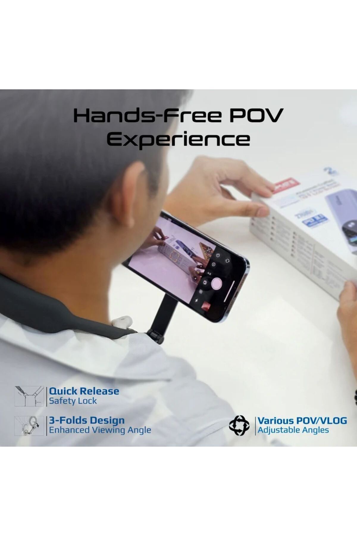 Promate-Flexible Neckband MagSafe Compatible Phone Mount for Handsfree POV 4