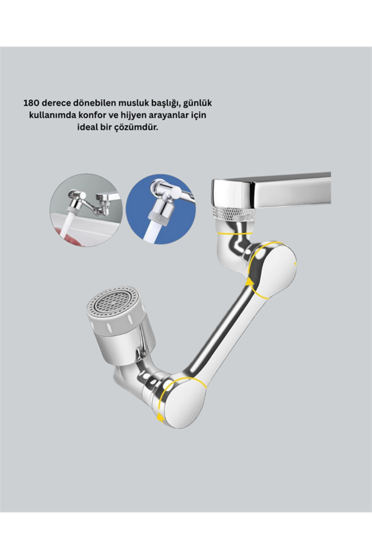 Clevora-Dual Water Flow Mode Faucet Head – 360 °   + 720 °   Fully Rotatable 3 Arm Structure 2