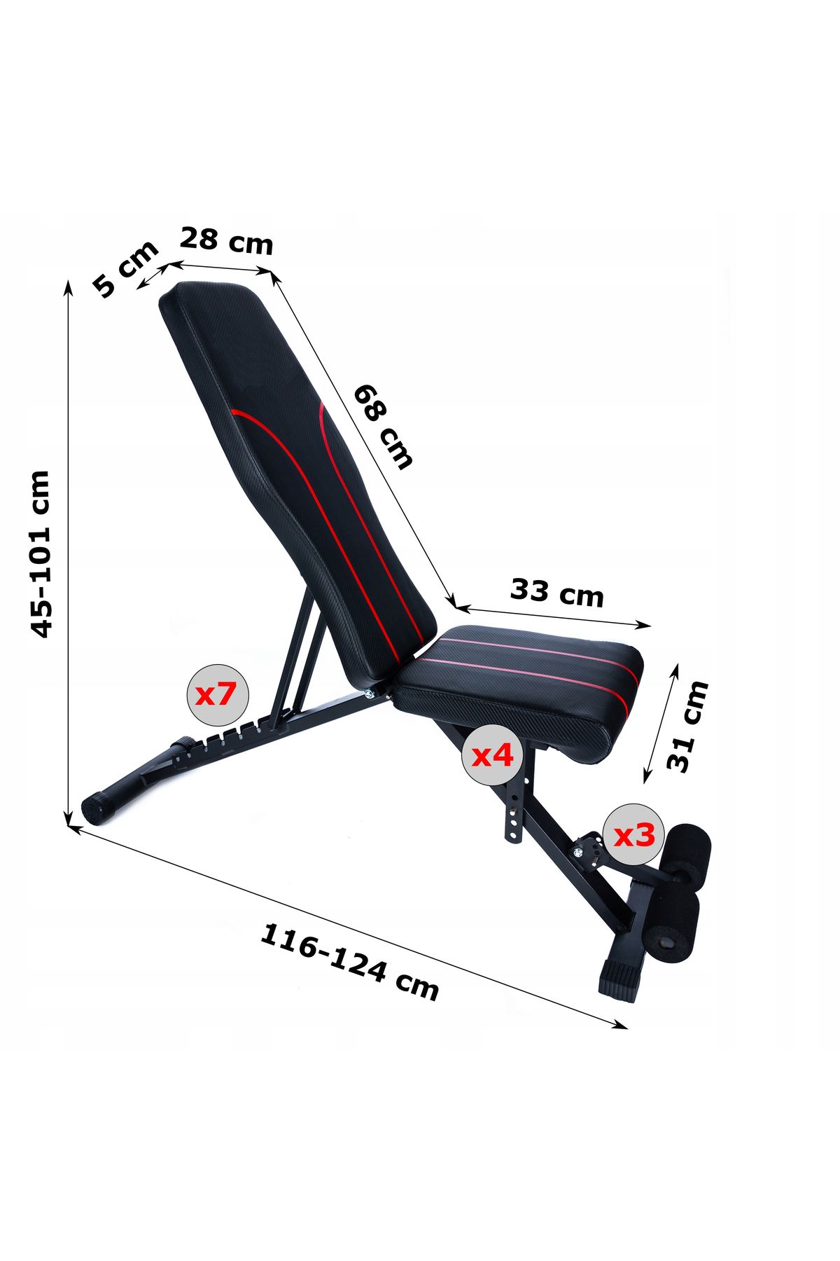 SERSIMO-Multifunctional fitness training bench, 7-step adjustable backrest, maximum load 200 kg 10