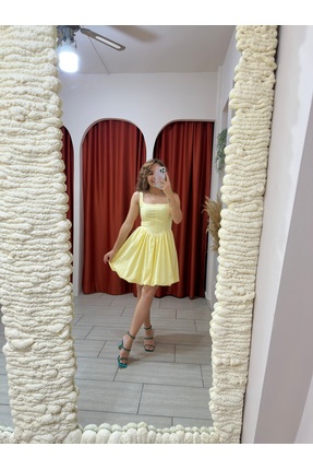 ebruemenbutik Balon Etekli Pembe Kadın Elbise