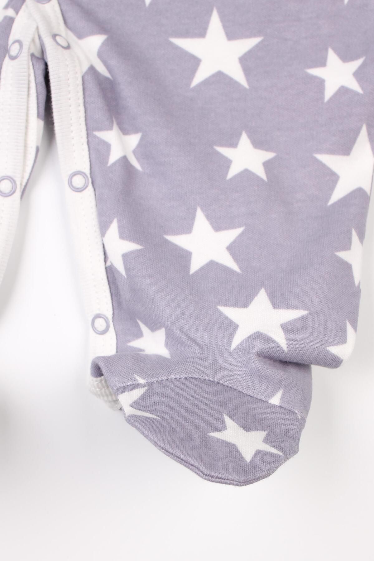 Mini Ropa-Star Patterned Baby Romper with Booties and Hat 3