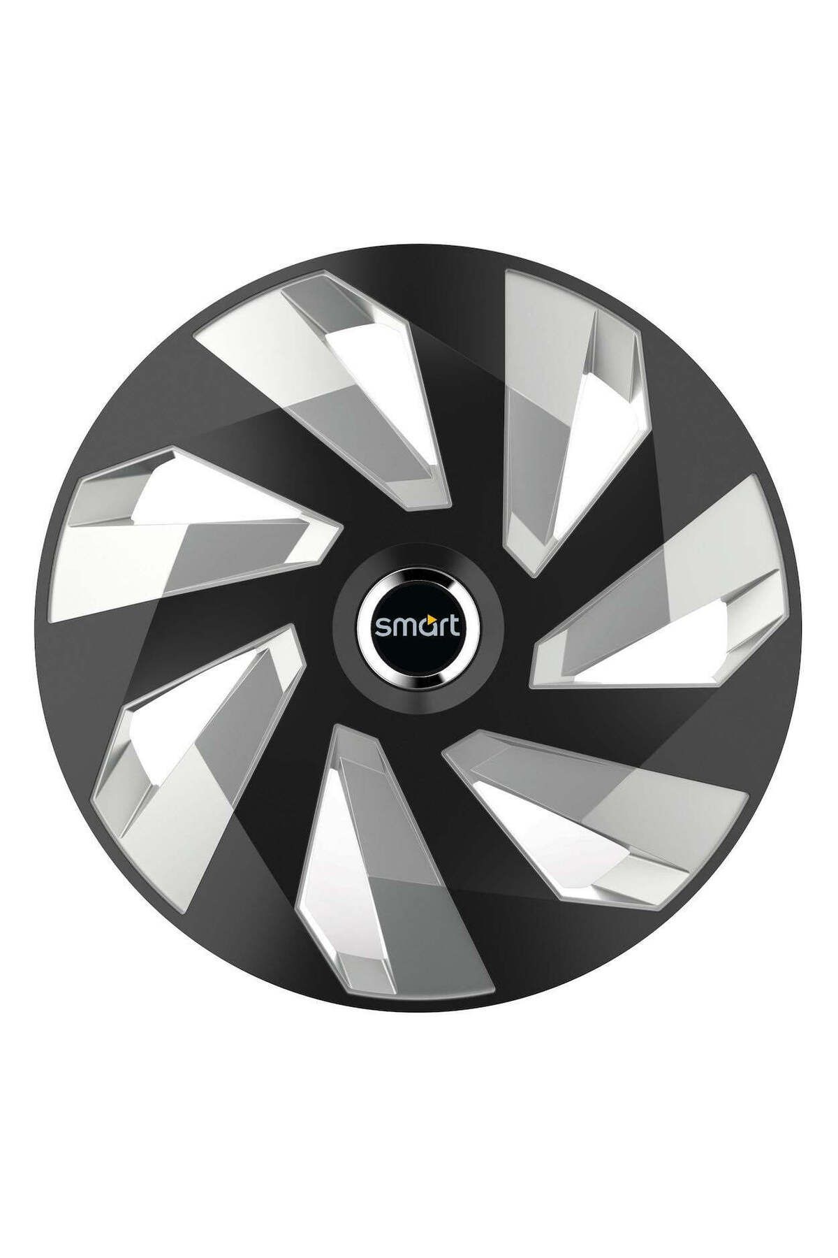 Autohelix MSA-Set de 4 capace pentru roți, potrivite pentru jante R15, pentru Smart, model vector negru și argintiu 1