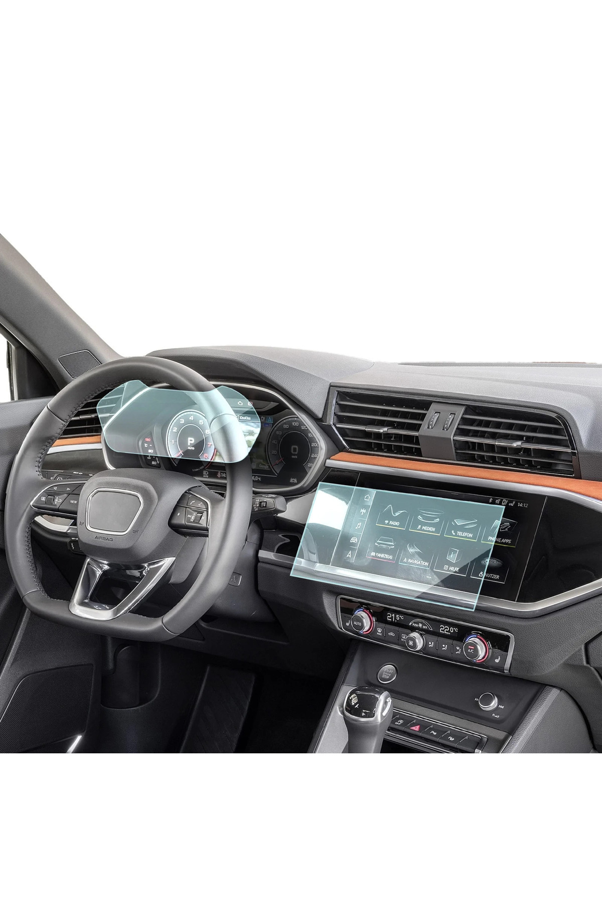 9h nano Audi Q3 Dijital Gösterge ve Navigasyon Uyumlu Nano Ekran Koruyucu 2li Set 2021-2025