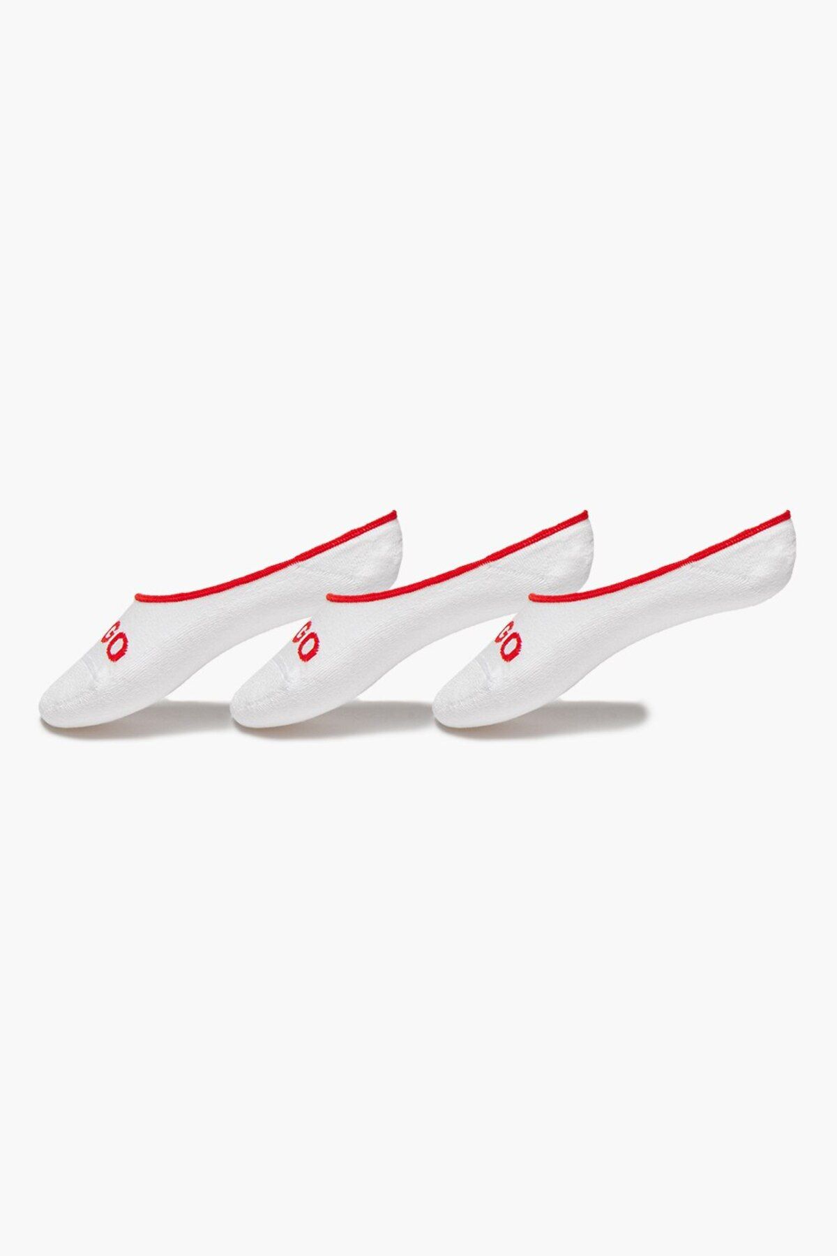 HUGO-, Set of ultra-short socks with logo - 3 pairs, Red, White, Size 41-42 EU 4