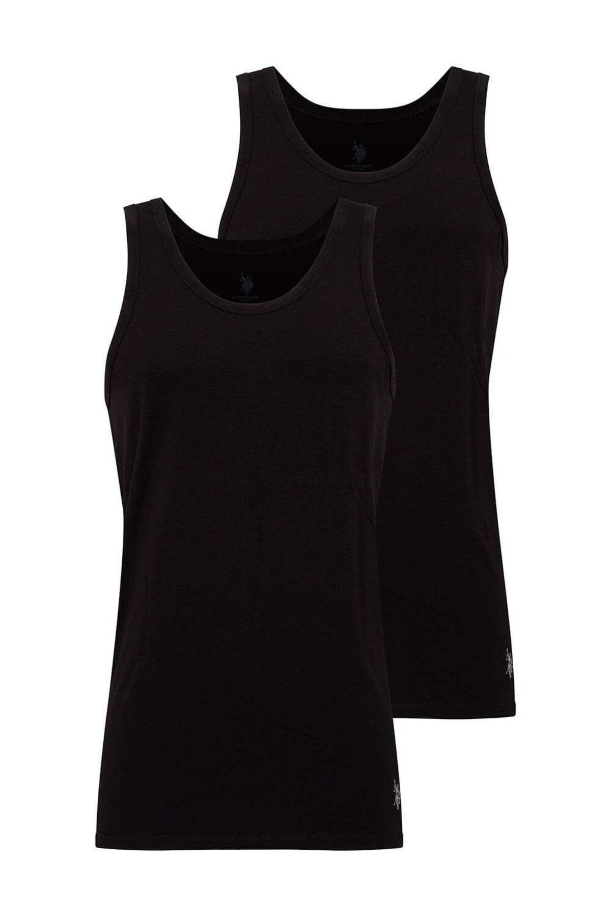 یو اس پولو تاپ رکابی مردانه یو اس پولو اس ان مشکی Hidden Charm بسته ۲ عددی - ۱۰۰٪ پنبه - مشکی - ASTPS80M18Z8AMTL-SI