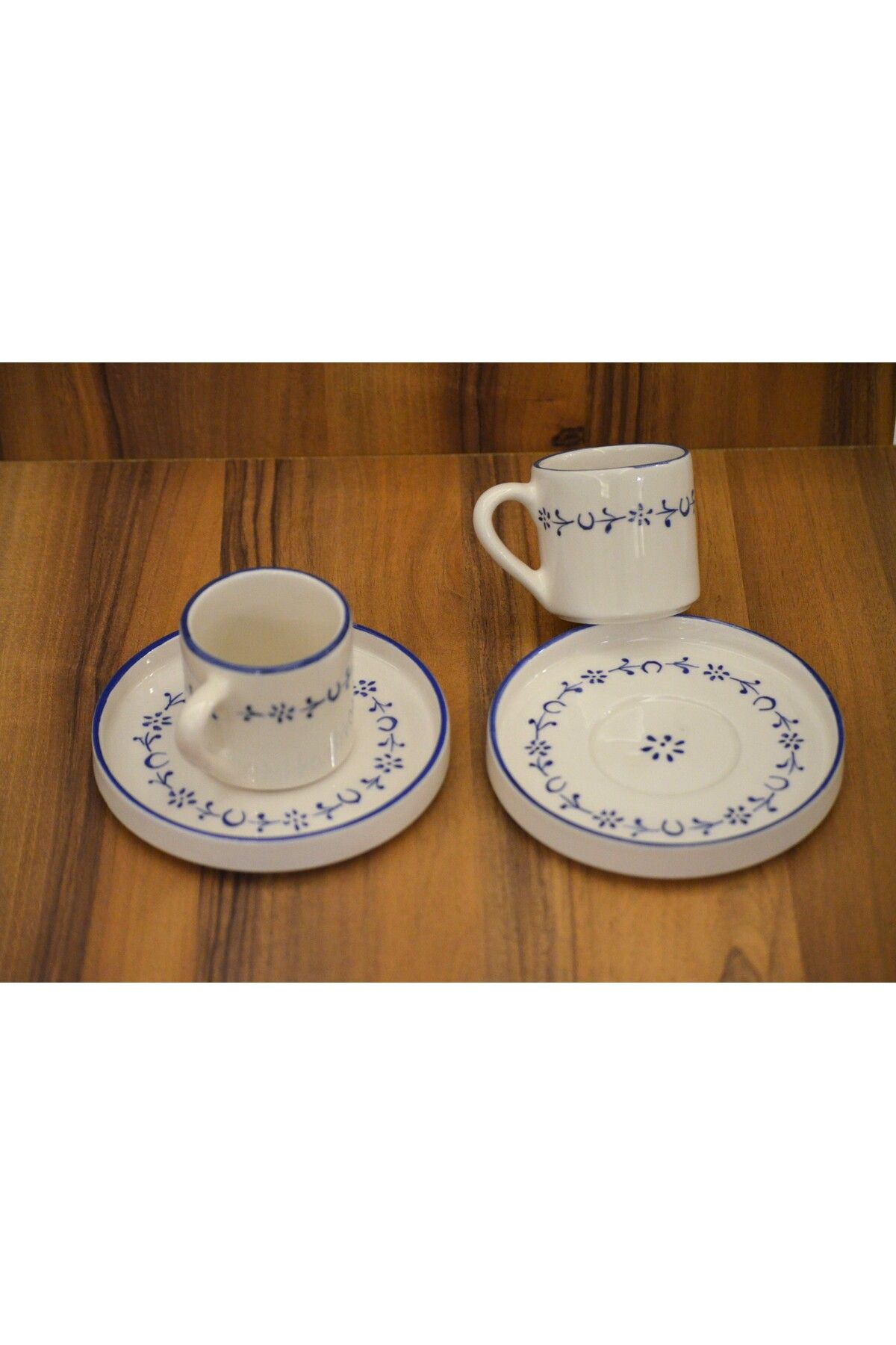 arı çini seramik-Set of 2 Cups, Handmade Cup Set with Golden Horn Pattern 5