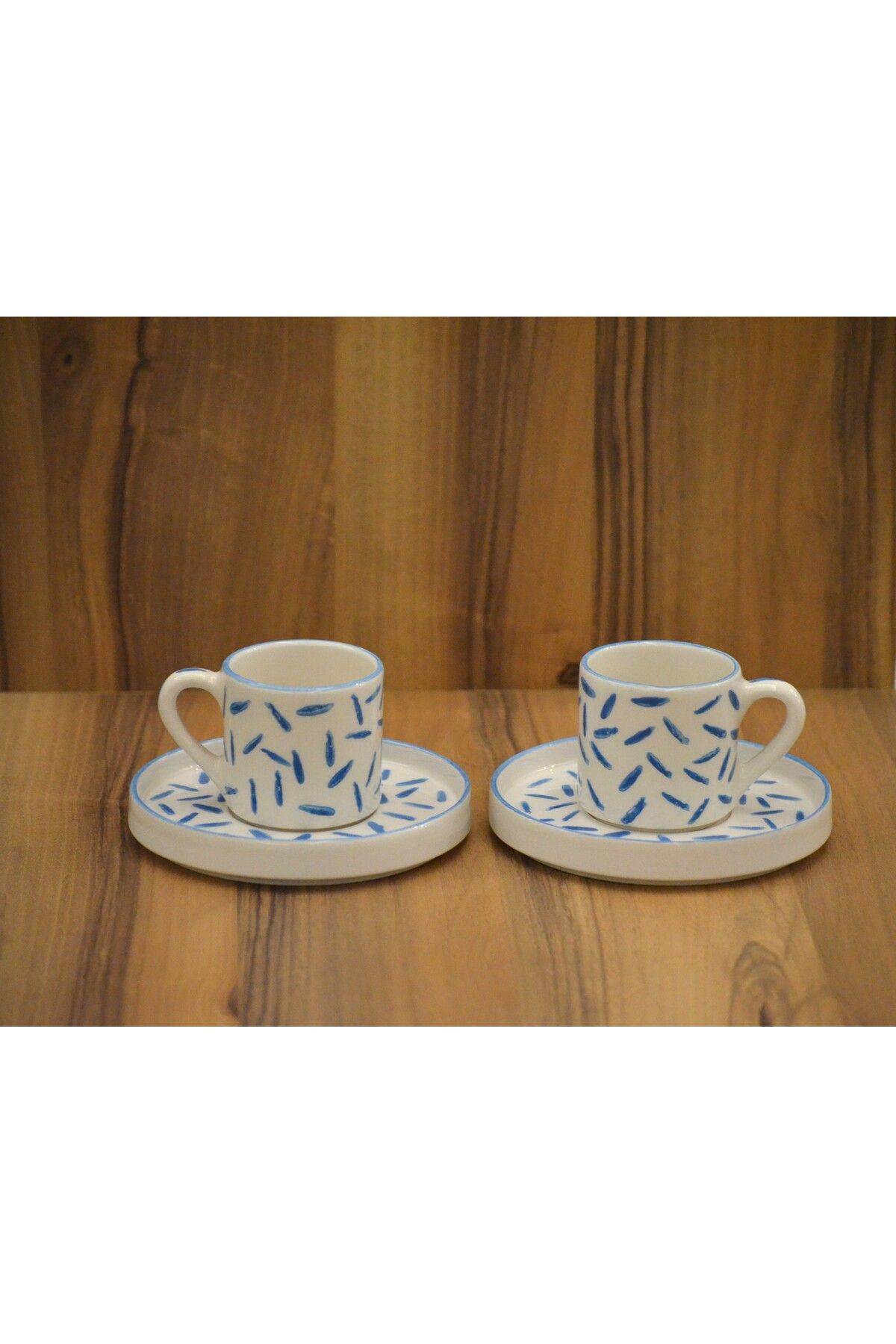arı çini seramik-Set of 2 Cups, Handmade Cup Set with Modern Pattern 1