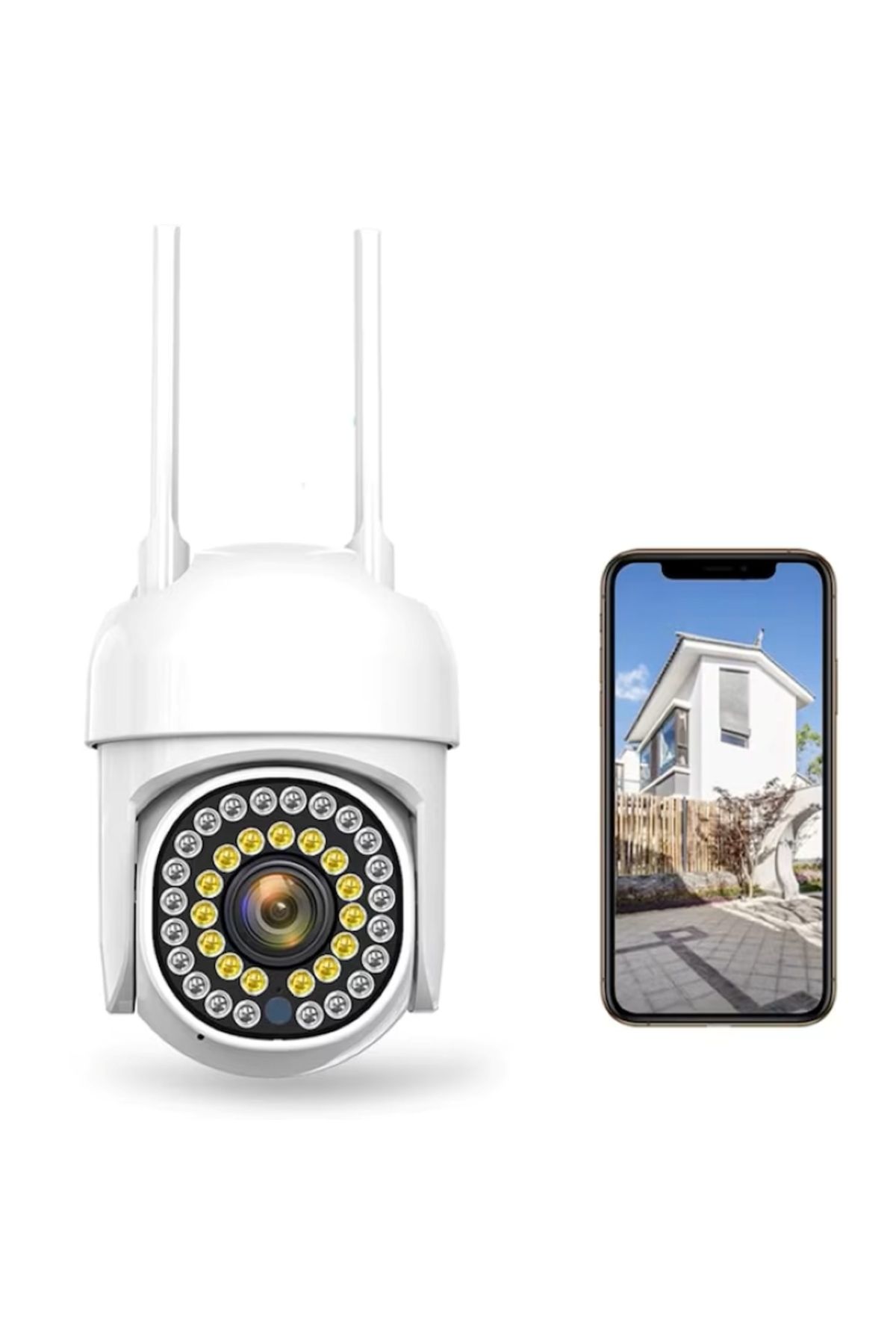 EMATTERIO-Camera supraveghere WiFi 360° cu vedere nocturnă, senzor mișcare, stocare card 32GB, alb 6