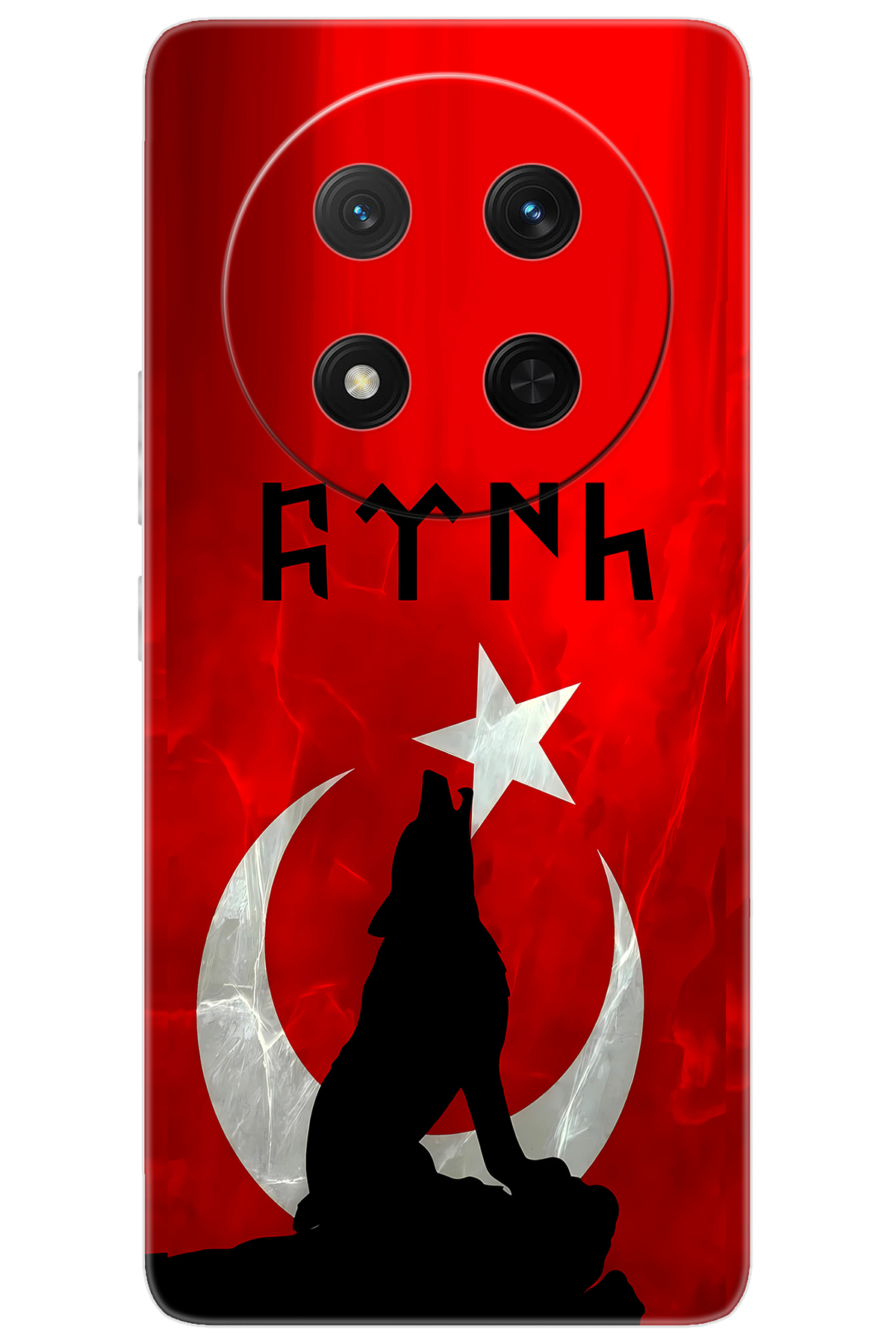 Honor Magic 7 Lite (BRP-NX1) Compatible Sheath Pattern Printed Silicone Wolf and Göktürk NGO:637 CP-XEcgpIT