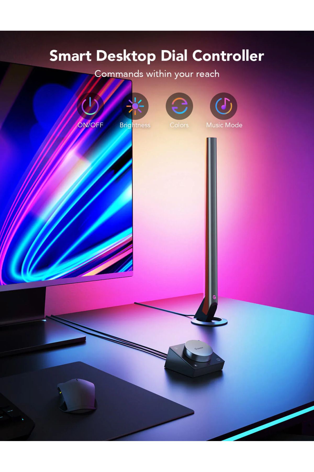 Govee-Set 2 buc lampa LED H6047 RGBIC Wi-Fi Gaming Light Bars with Smart Controller, WiFi 5