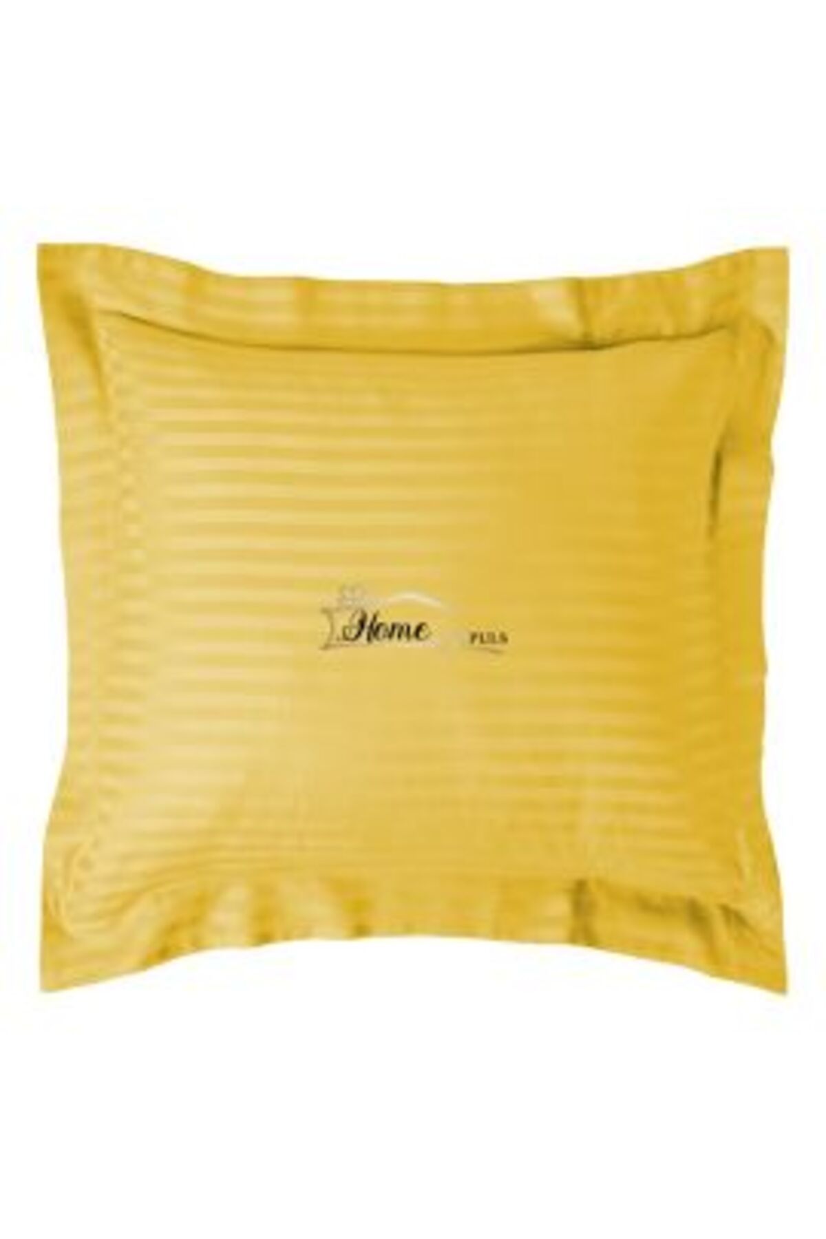 HomePuls-Pillowcase Damask Polycotton Stripe 1 cm, 70 x 70 cm with 3.5 cm Border, Yellow 1