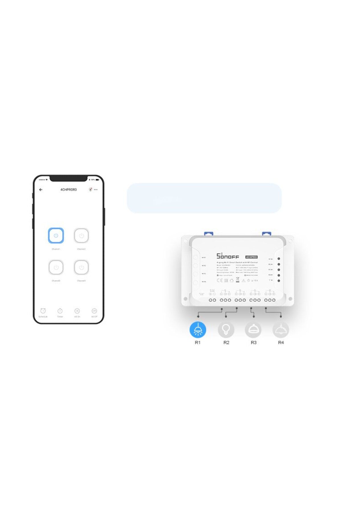 Sonoff-Releu Smart Wireless 4CHR3, 4 canale, Alexa Google Home 3