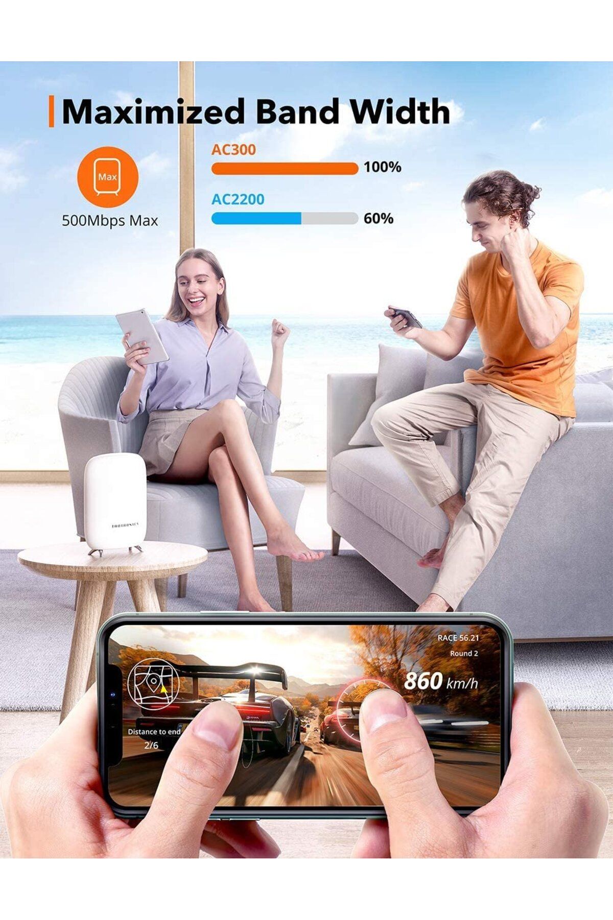 TaoTronics-Sistem Wi-Fi Mesh Tri-Band (2-pack) AC3000 Gigabit cu acoperire completa pentru casa 4