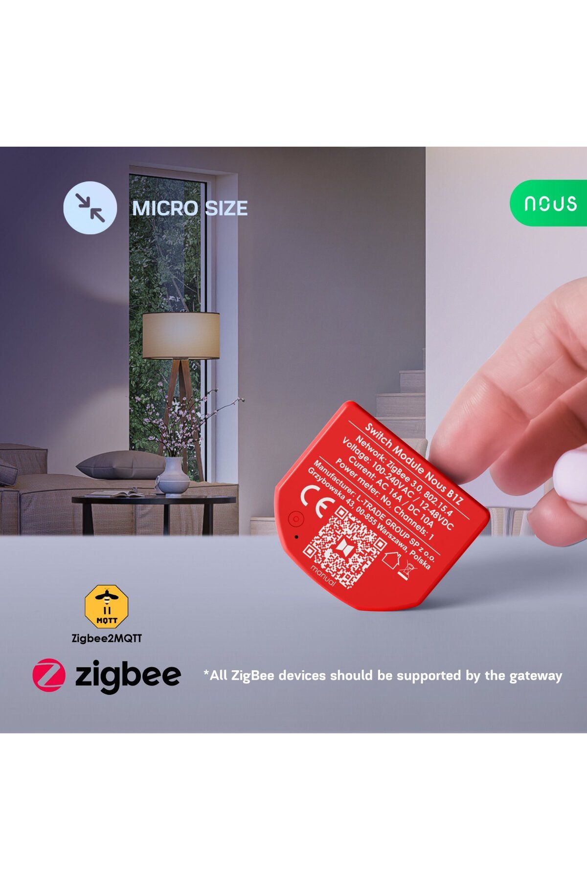 Nous-Releu inteligent B2Z, 16A, ZigBee, 1 canal PM, Monitorizare energie 5