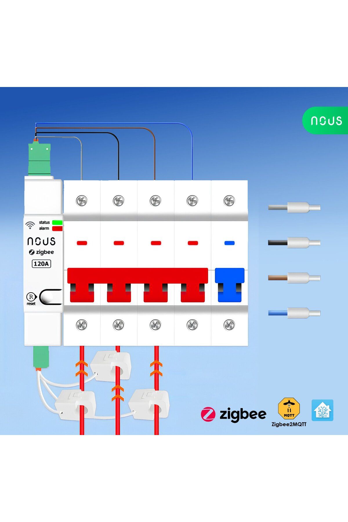 Nous-Contor electric D4Z ZigBee Smart DIN 120A, monitor consum in timp real , montare pe sina DIN 5