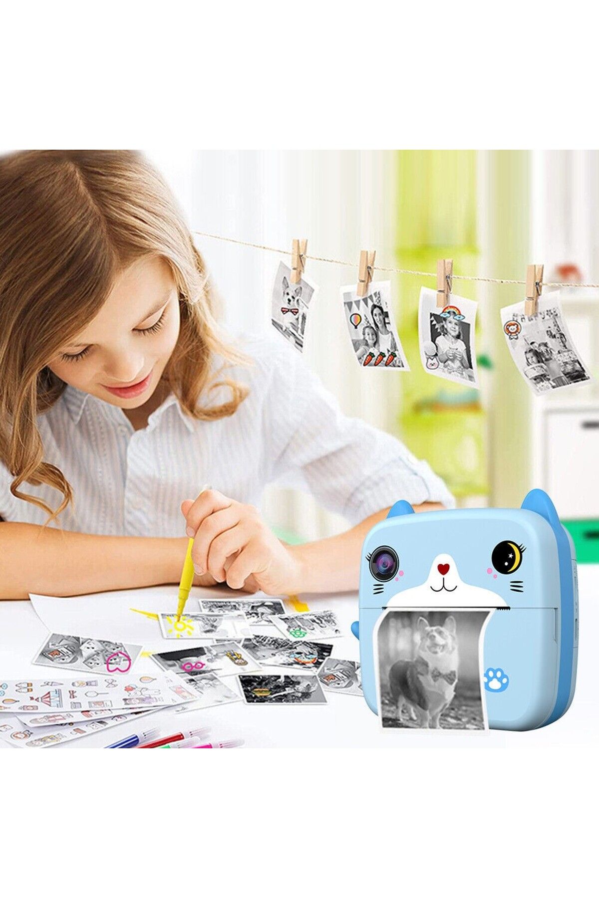 Flippy-Cameră instantanee, Flippy, funcție de imprimare alb-negru, cablu USB-C, Bluetooth, iOS/Android, albastru 14