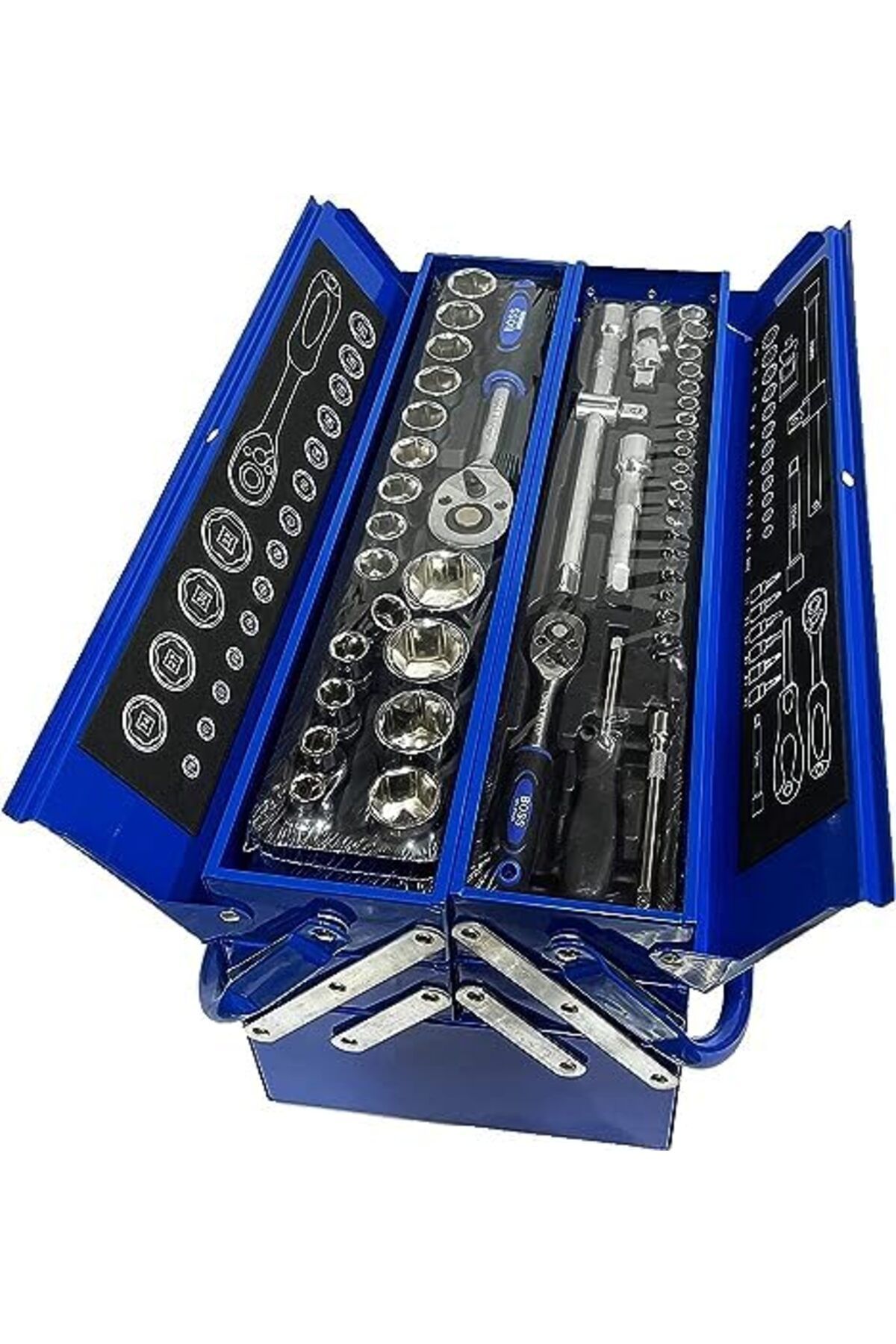 boss life style-85-Piece Socket Set Toolbox with Wrenches 4